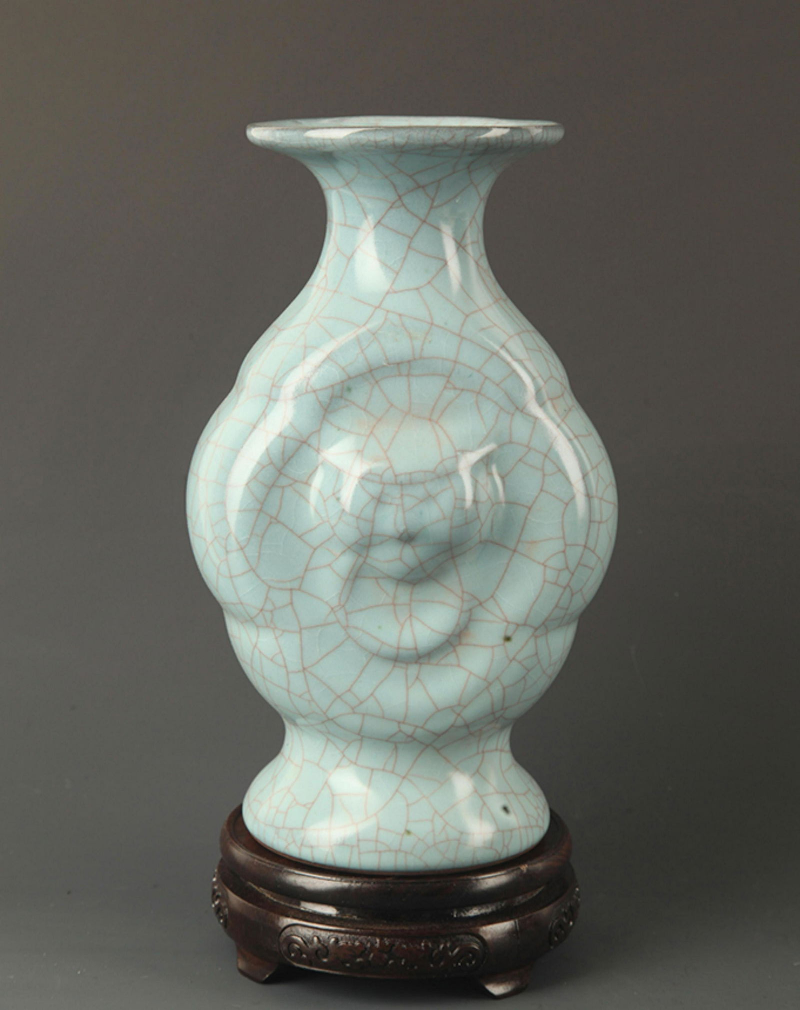 A GREEN COLOR GLAZED FLAT BOTTLE (1 of 5)