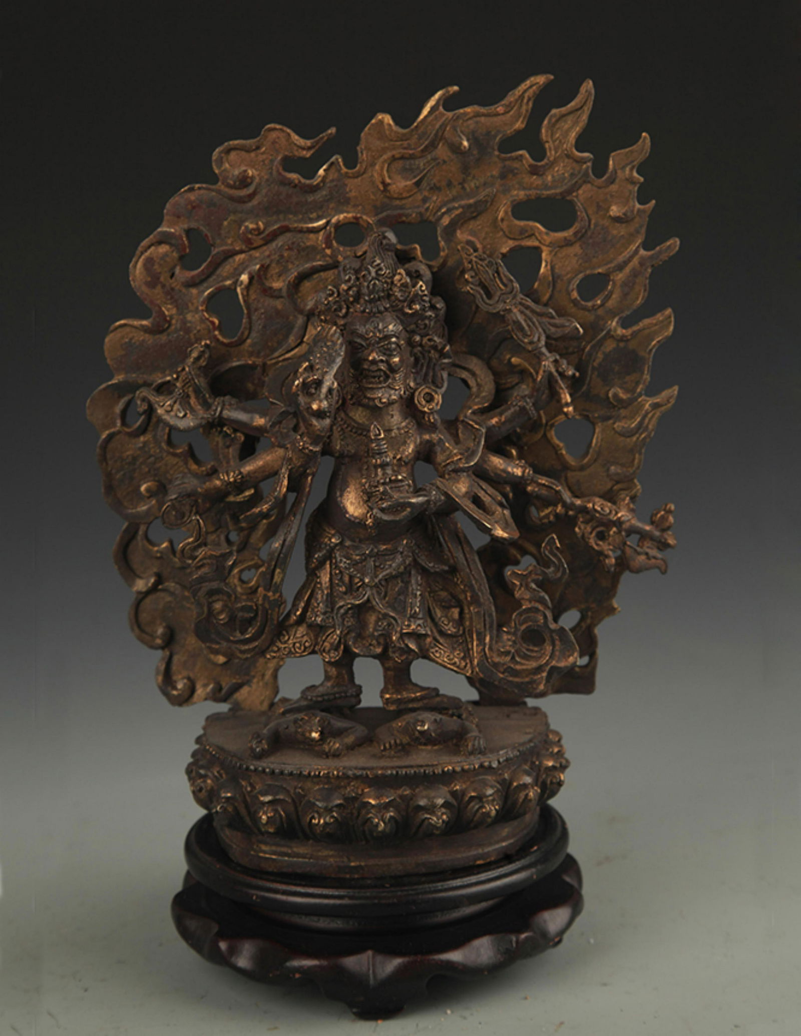 A BRONZE SIZ ARM MAHAKALA STATUE (1 of 5)