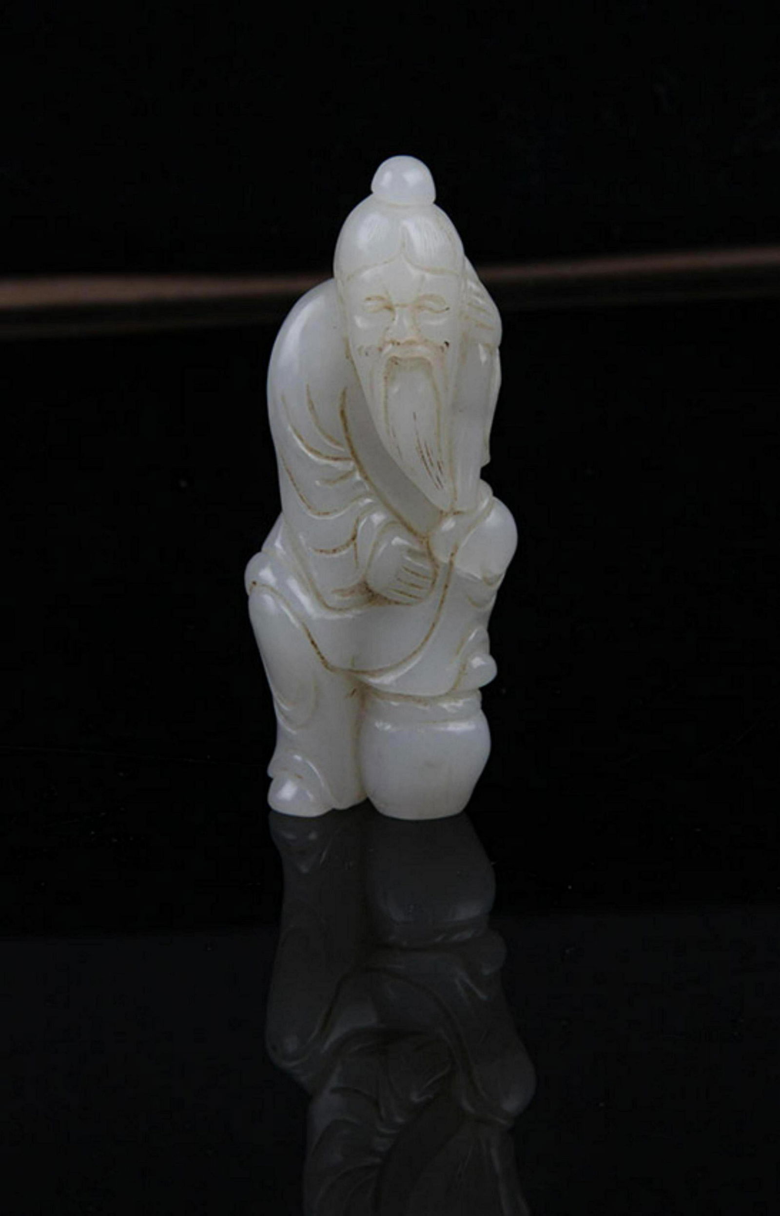 A FINE HETIAN JADE IN FIGURE OF "OLD MAN AND FISH" (1 of 5)