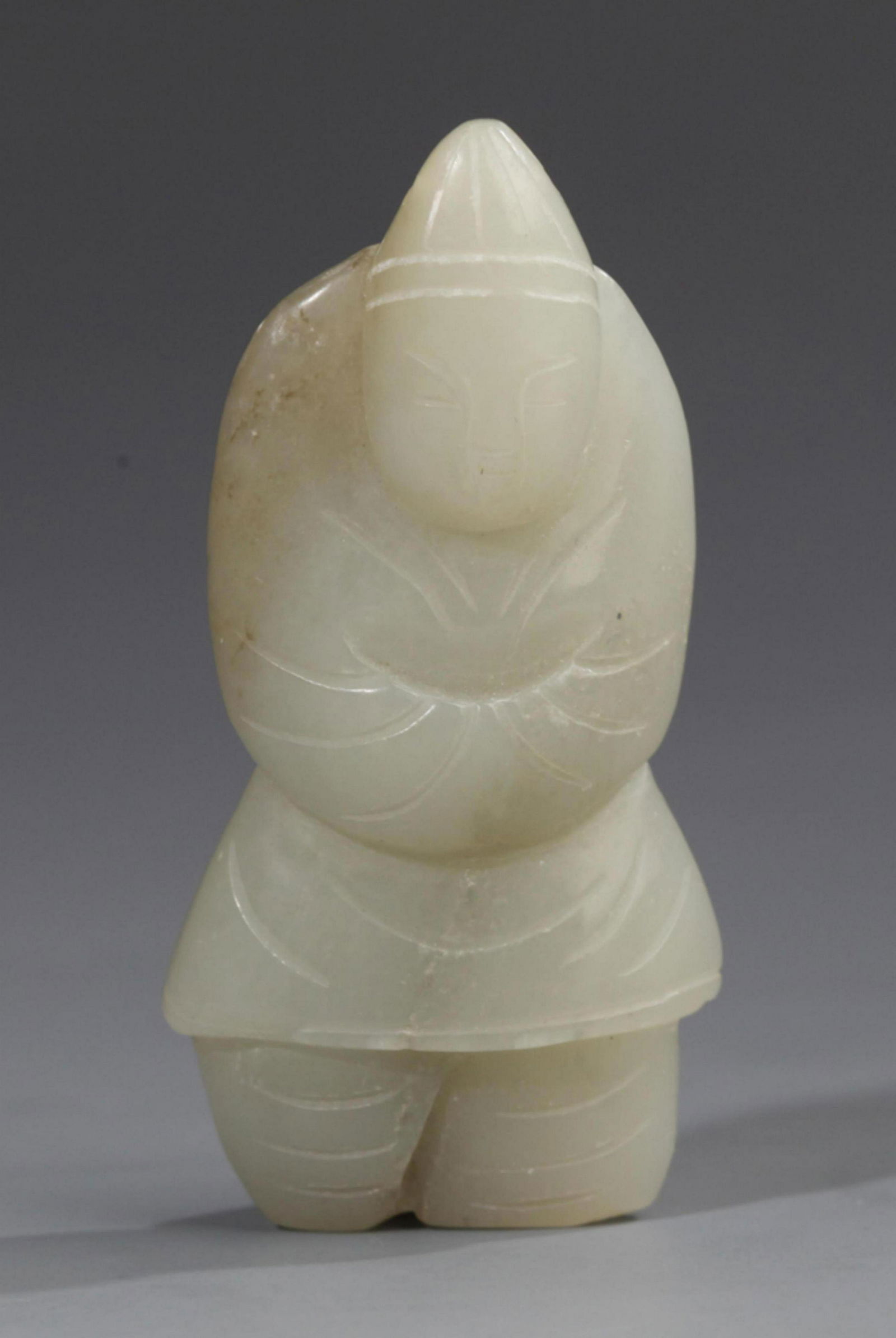 A FINE HUMAN FIGURE PALE CELADON JADE PENDANT (1 of 3)