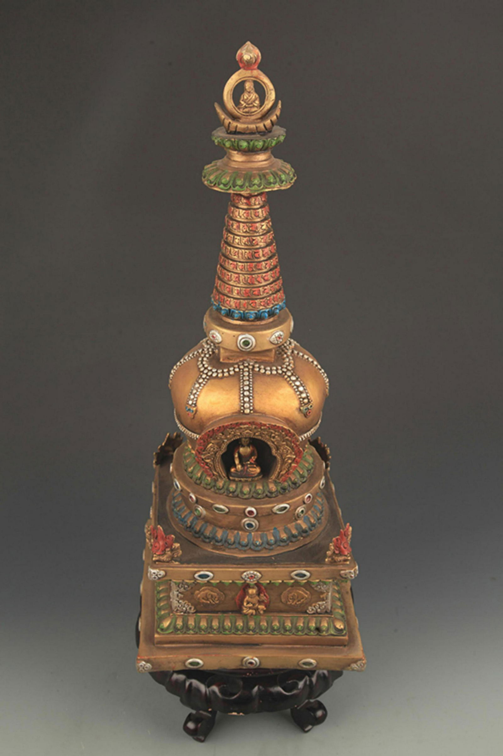 RARE TIBETAN BUDDHISM BRONZE STUPA (1 of 5)