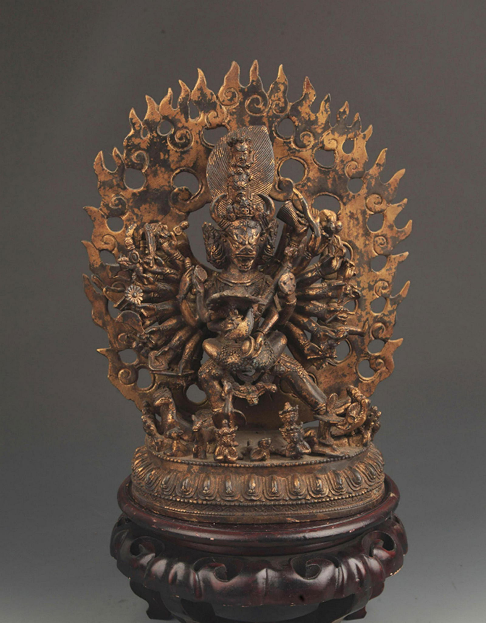 RARE TIBETAN BUDDHISM BRONZE YAMANTAKA STATUE (1 of 5)