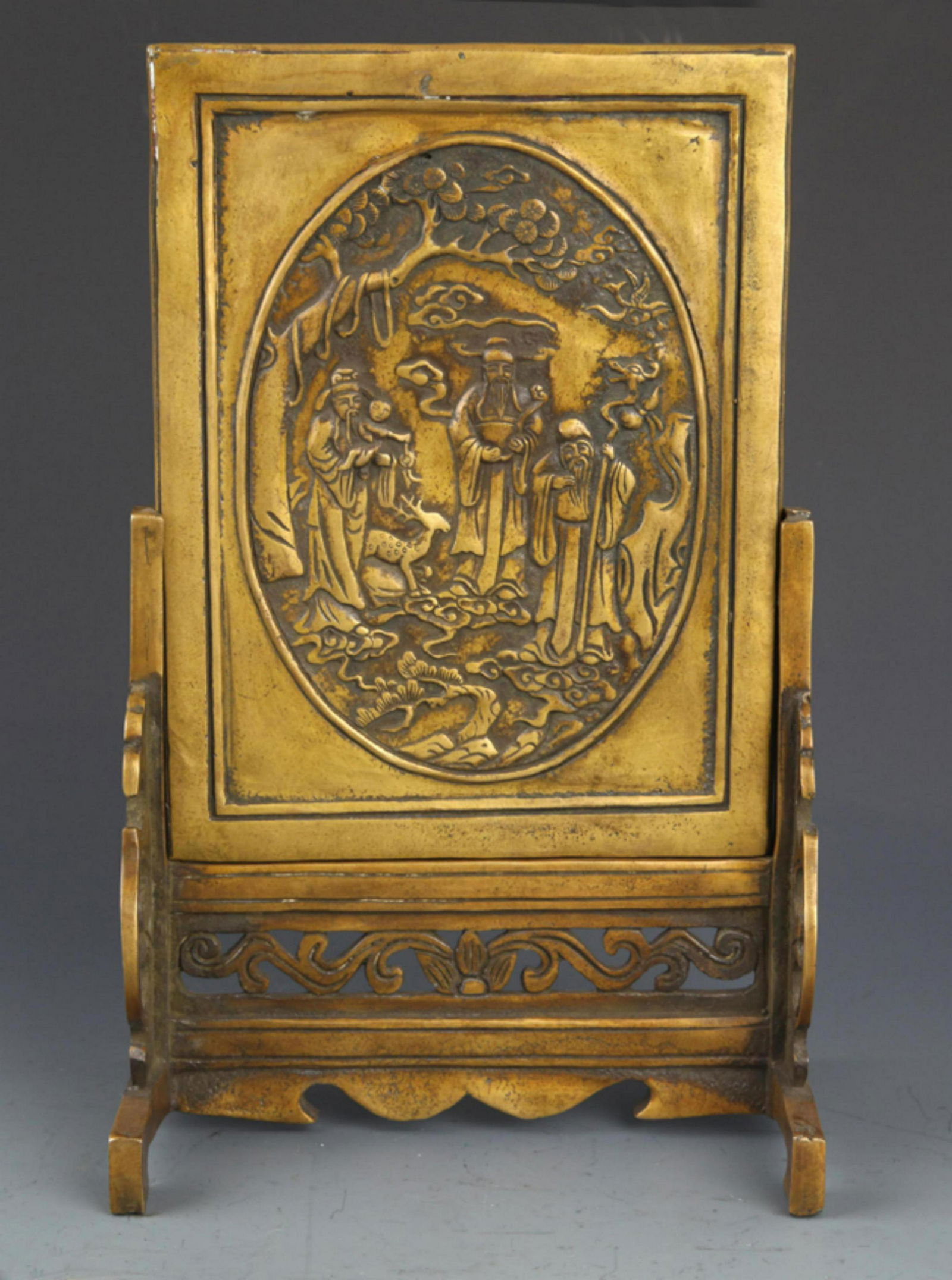 A FINE BRONZE MADE TABLE SCREEN (1 of 6)