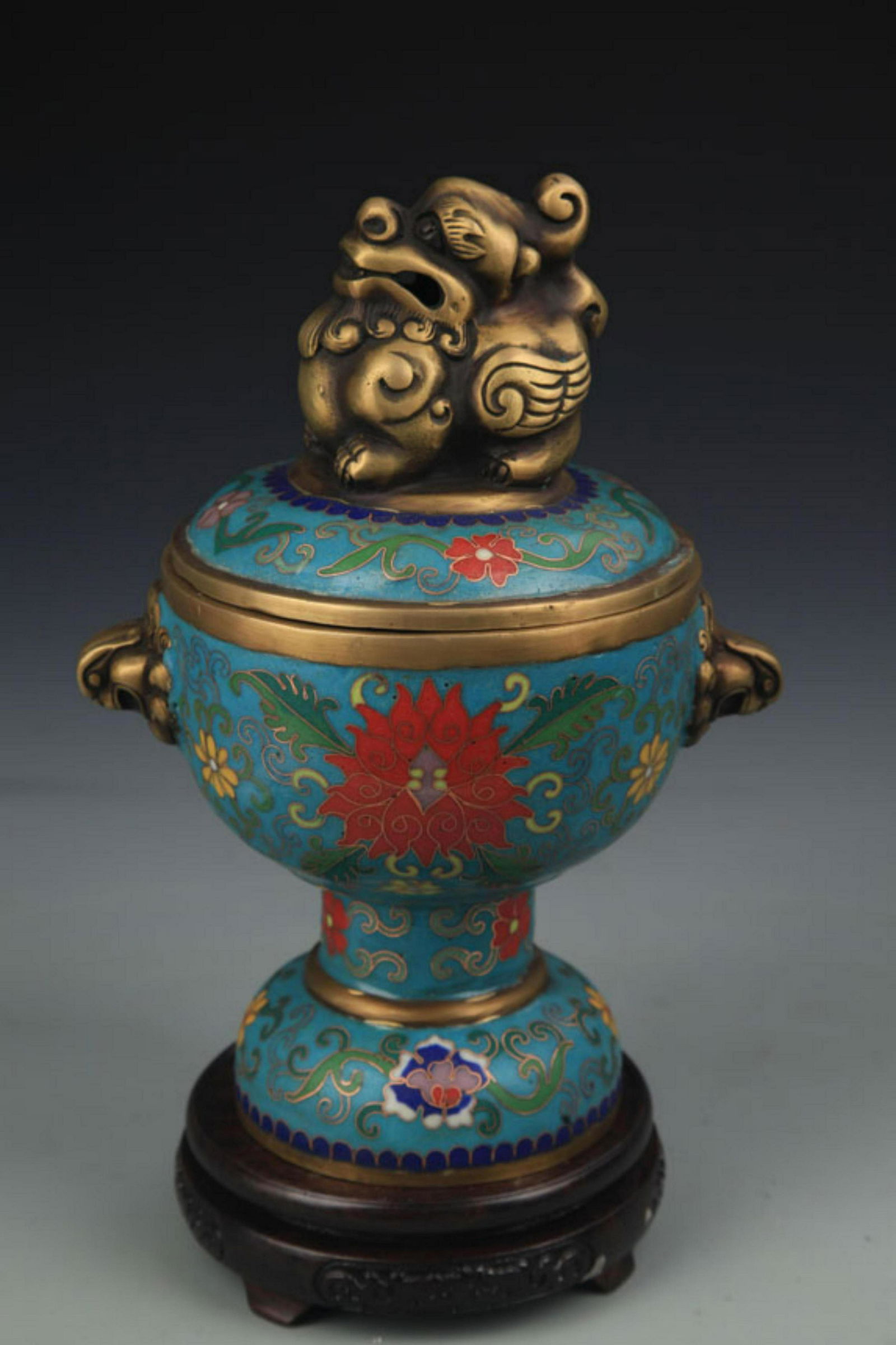 RARE BRONZE CLOISONNE ENAMEL AROMATHERAPY BURNER (1 of 9)