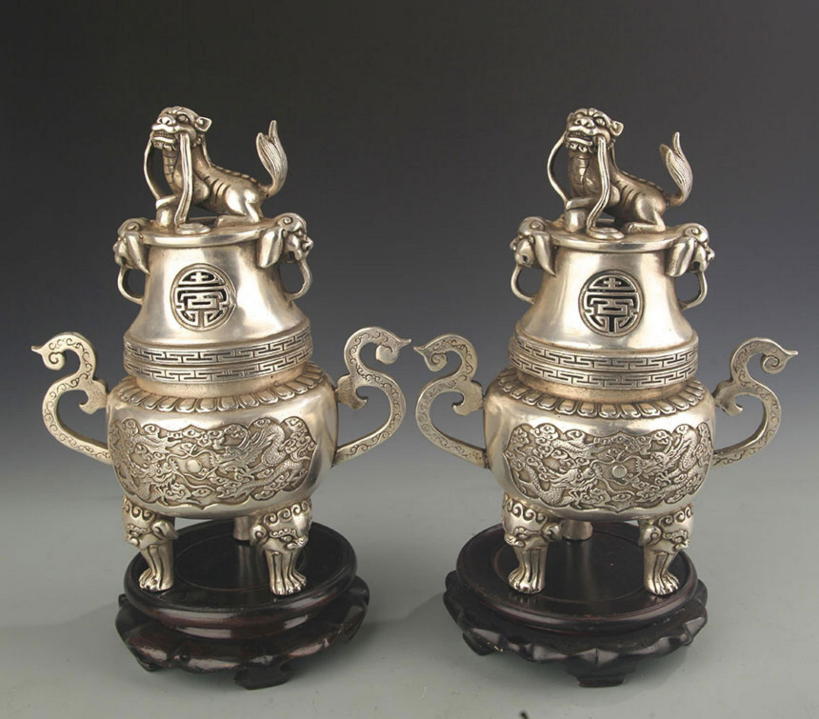 PAIR OF FINELY CARVED BRONZE AROMATHERAPY (1 of 6)