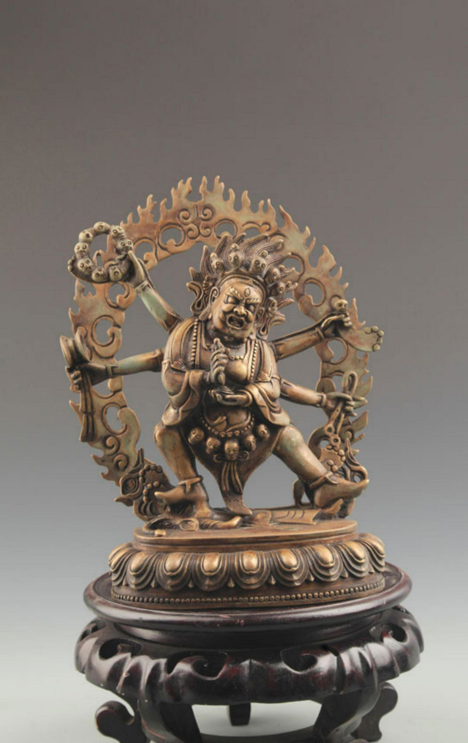 A FINE BRONZE SIX ARMED MAHAKALA STATUE (1 of 6)