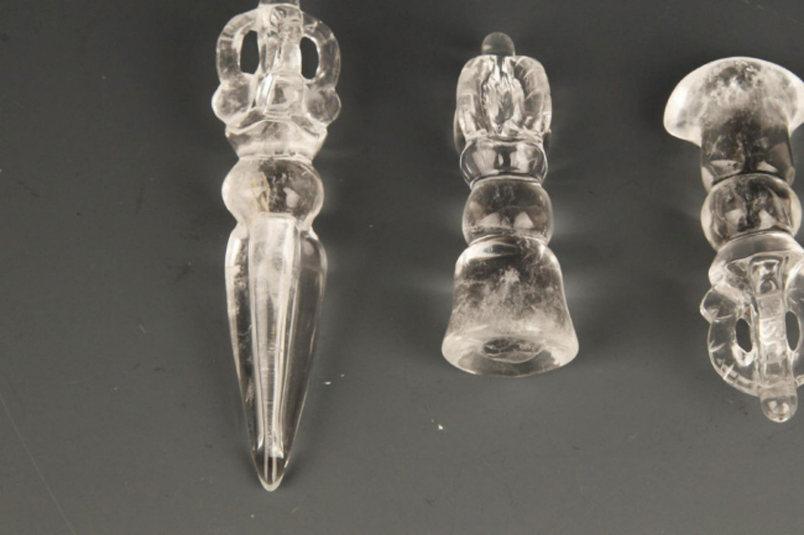 GROUP OF THREE CRYSTAL TIBETAN VAJRA (1 of 3)
