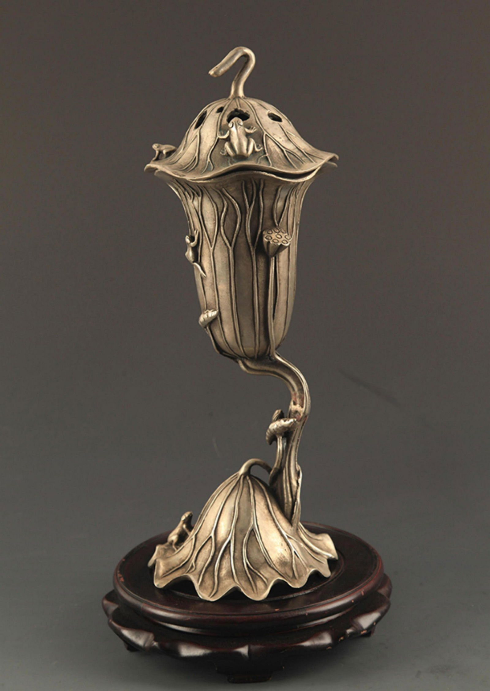 A FINE WHITE BRONZE LOTOS PATTERN  AROMATHERAPY (1 of 7)