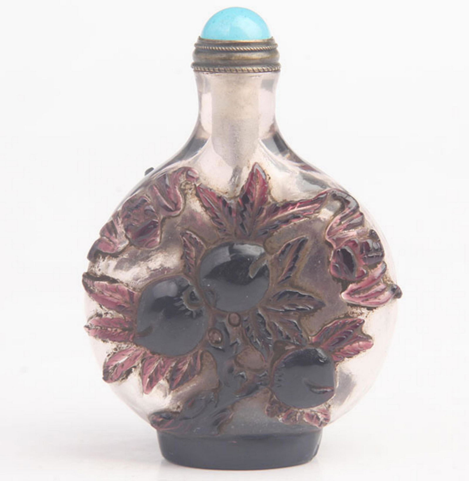 A FINE FLOWER CARVING GLASS SNUFF BOTTLE (1 of 4)