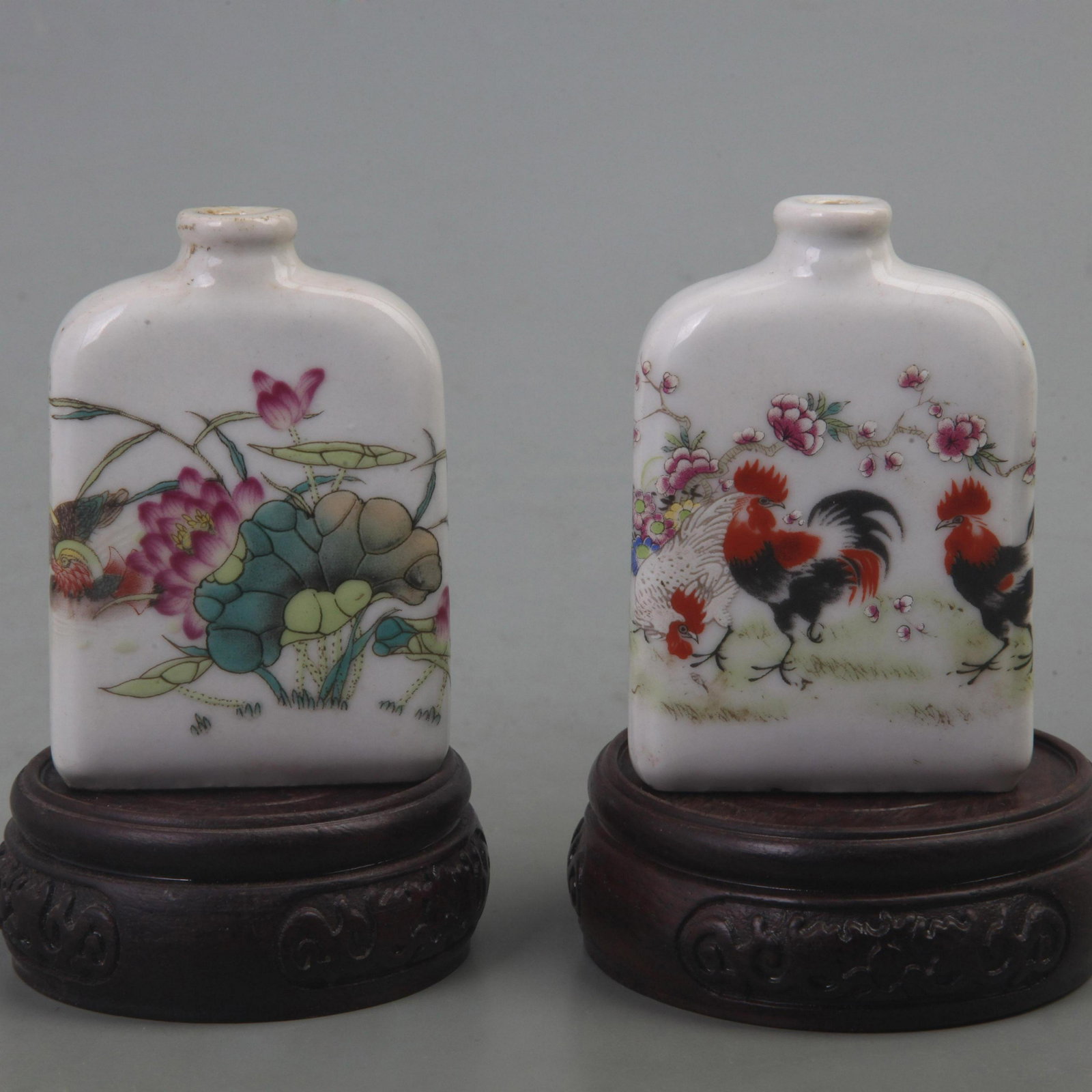GROUP OF FAMILLE ROSE PORCELAIN SNUFF BOTTLE: Republic Period, Long: 3.1-3.0 inch