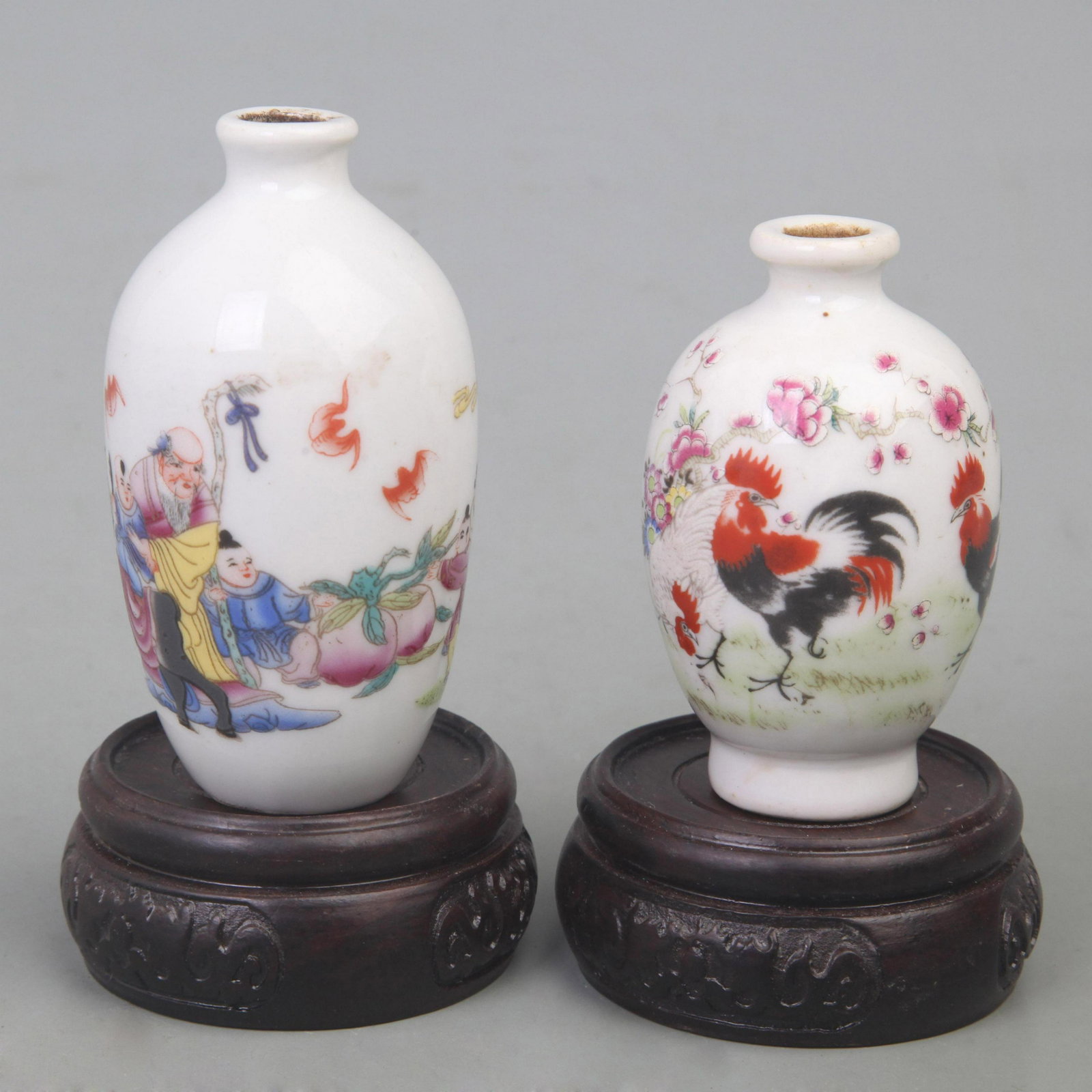 GROUP OF FAMILLE ROSE PORCELAIN SNUFF BOTTLE: Republic Period, Diameter: 1-0.9 inch