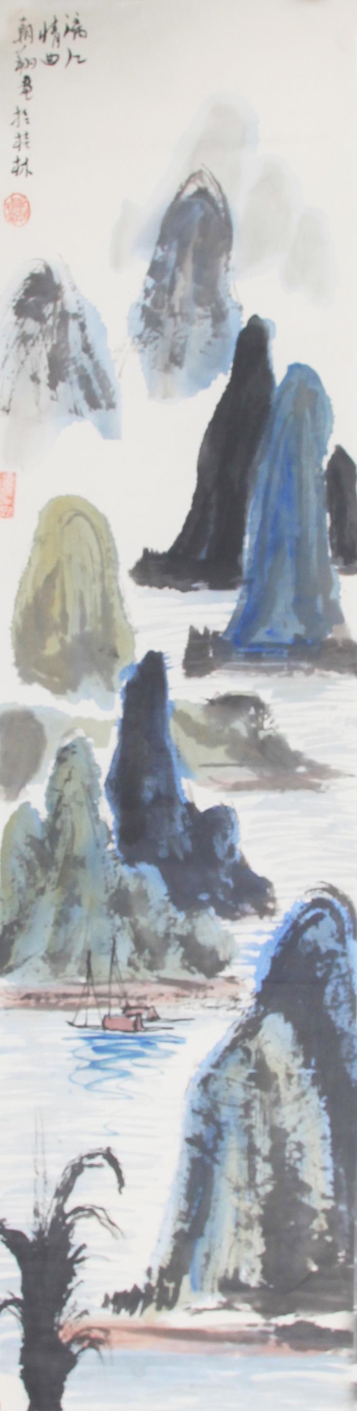 A FINE CHINESE PAINTING, ATTRIBUTED TO ZHANG ZHAO XIANG: Modern, High: 54.5 inch; Width: 13.4 inch