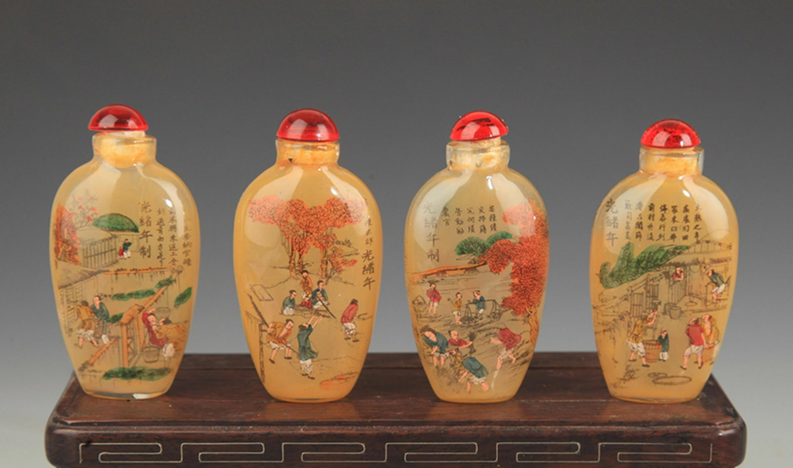 GROUP OF FINELY PAINTED GLASS SNUFF BOTTLE: Modern, High: 3.0 inch; Width: 1.5 inch