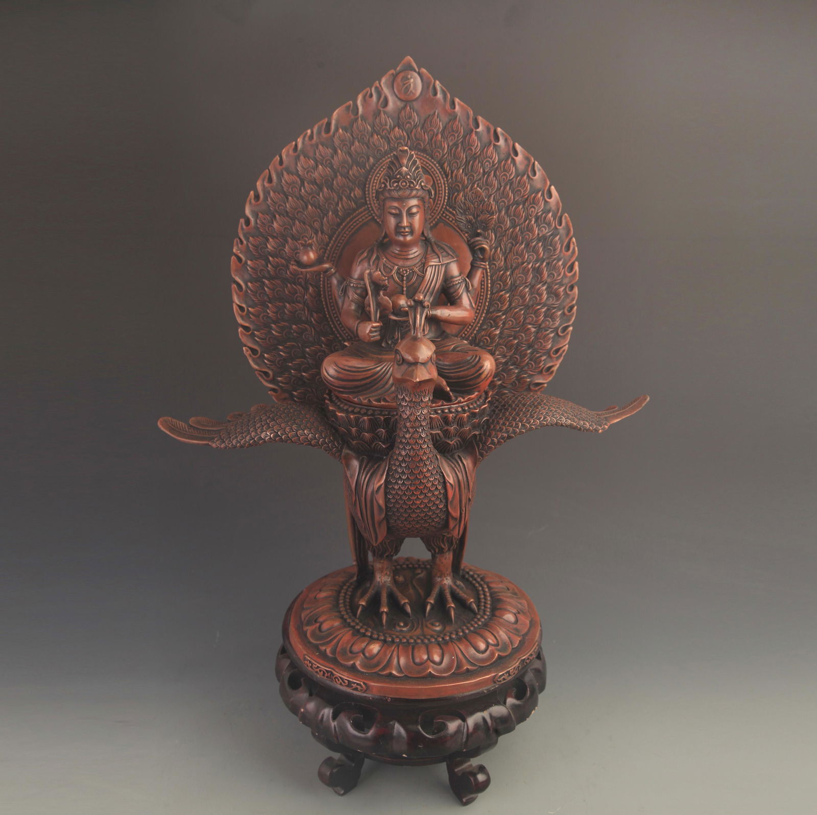 RARE FINE BRONZE TIBETAN BUDDHISM PEACOCK KING BUDDHA (1 of 5)