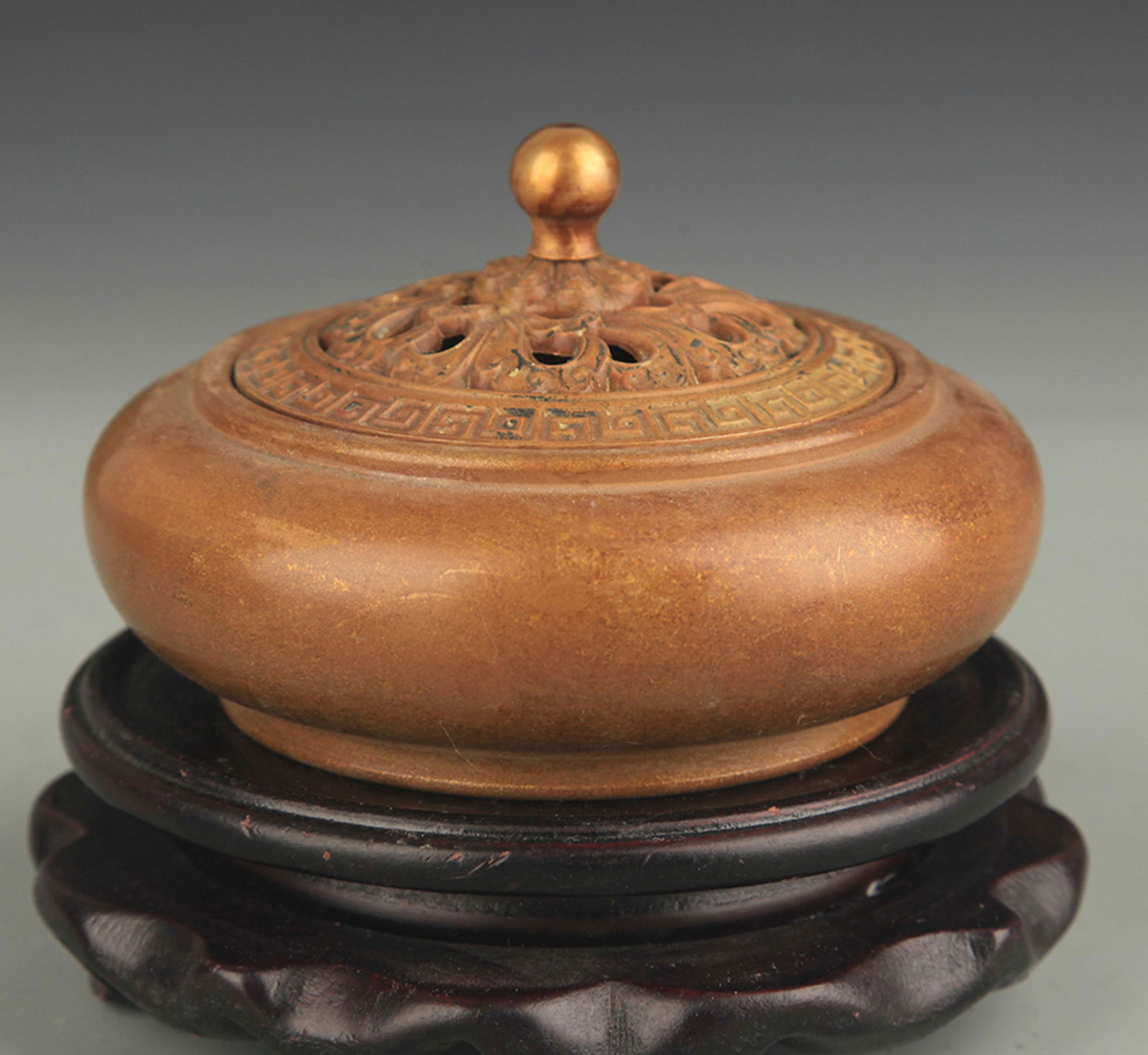 A BRONZE BOWL STYLE INCENSE BURNER (1 of 3)