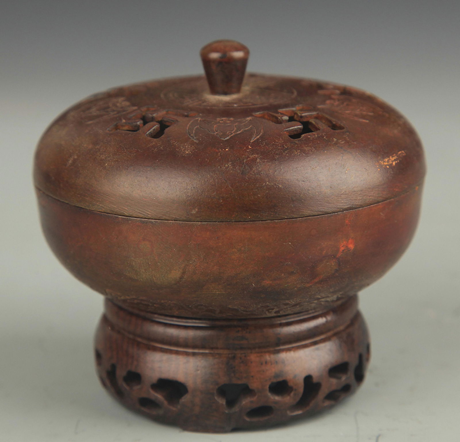 BRONZE LONGEVITY PATTERN INCENSE BURNER (1 of 3)