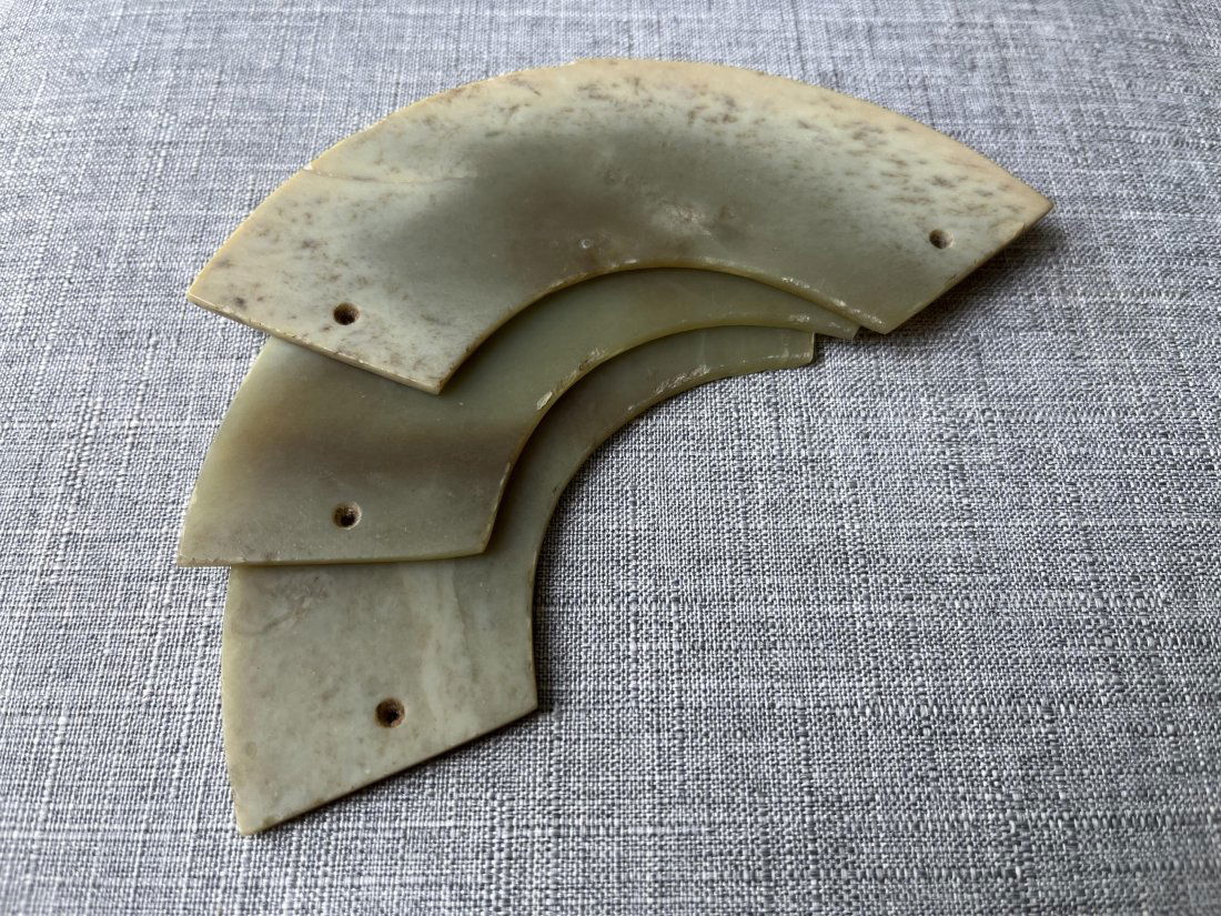 RARE GROUP OF THREE "HUANG" JADE PENDANT (1 of 3)