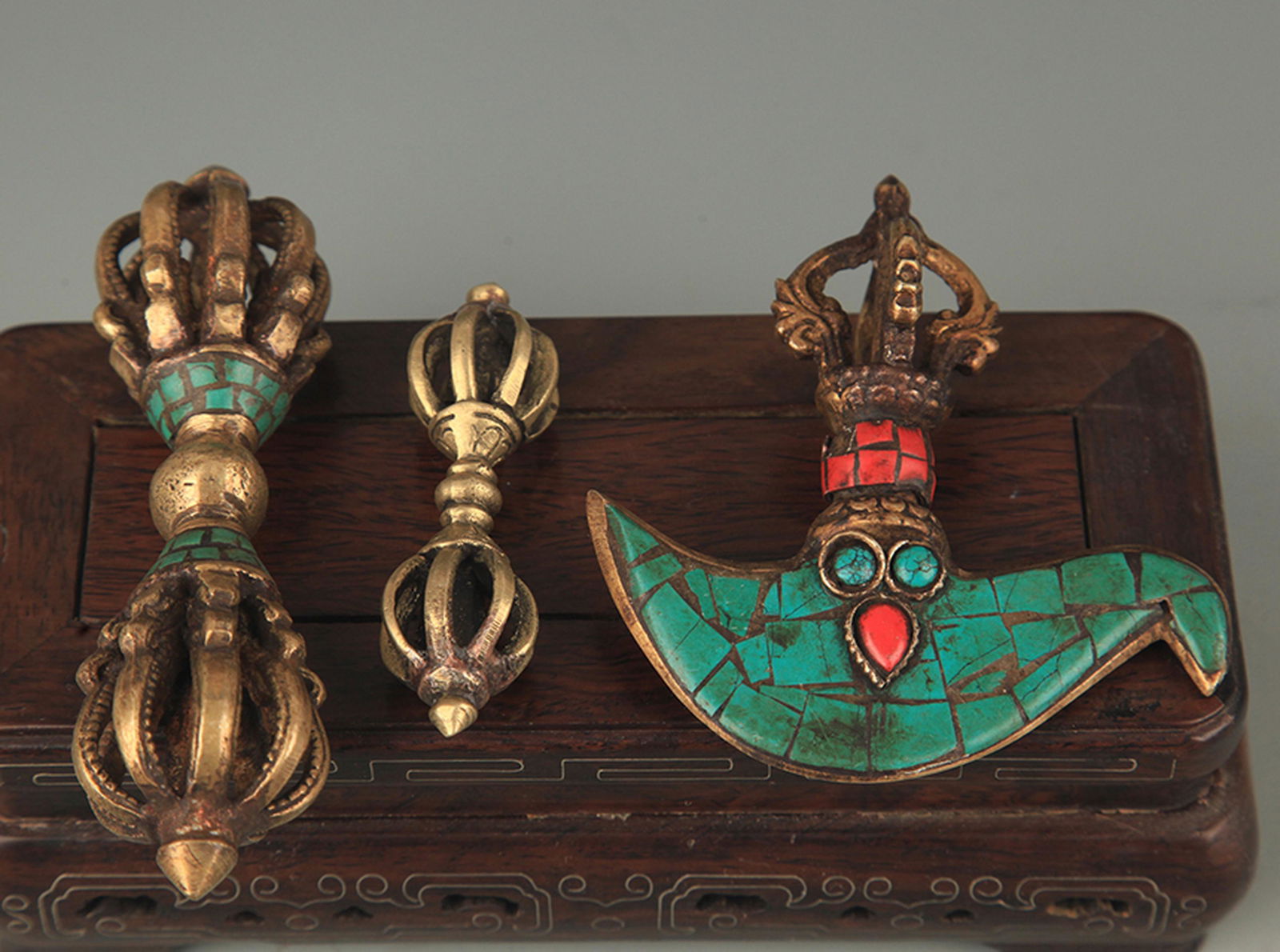 PAIR OF BRONZE TIBETAN BUDDHISM PHURBA (1 of 4)