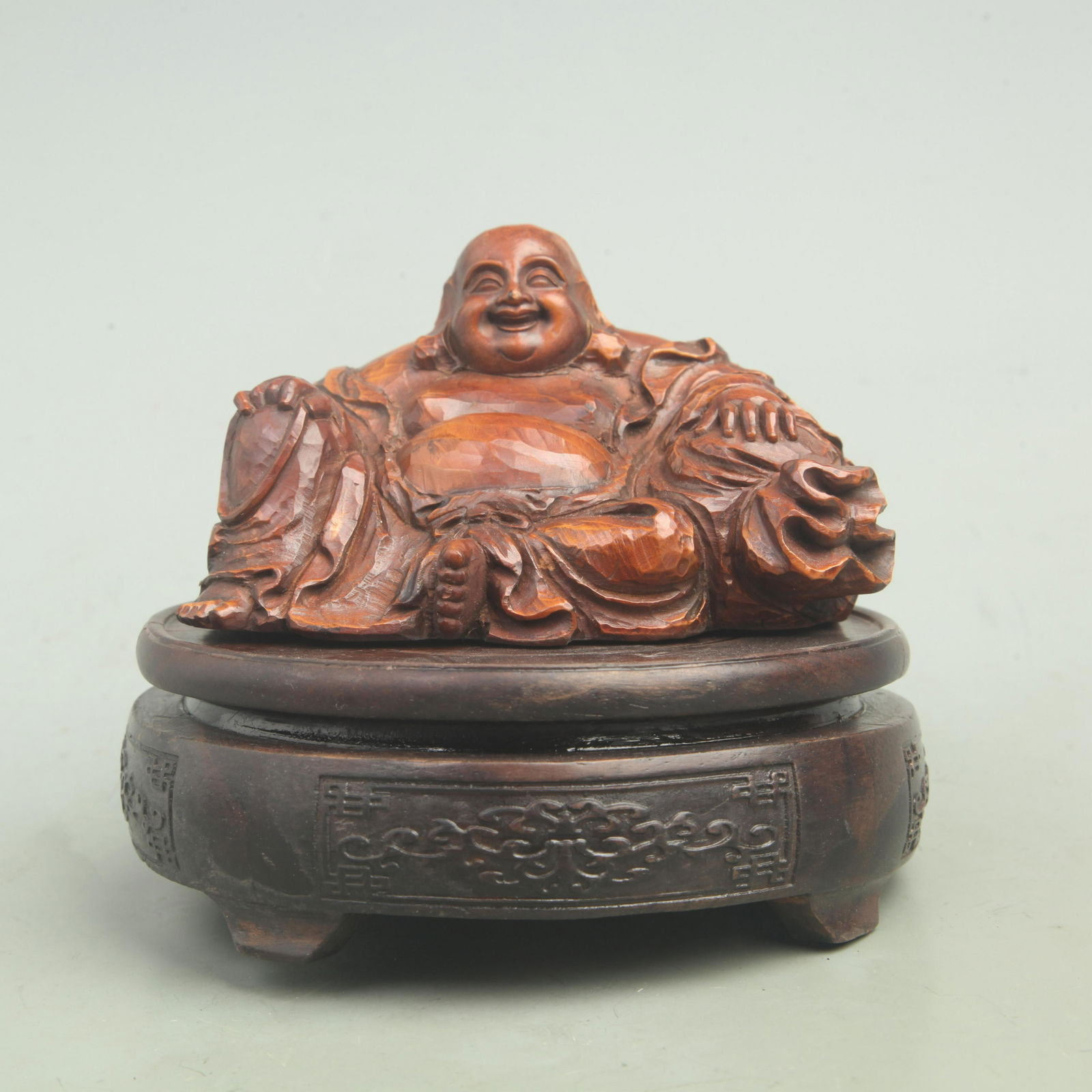 A FINE BOXWOOD MAITREYA BUDDHA FIGURE (1 of 4)