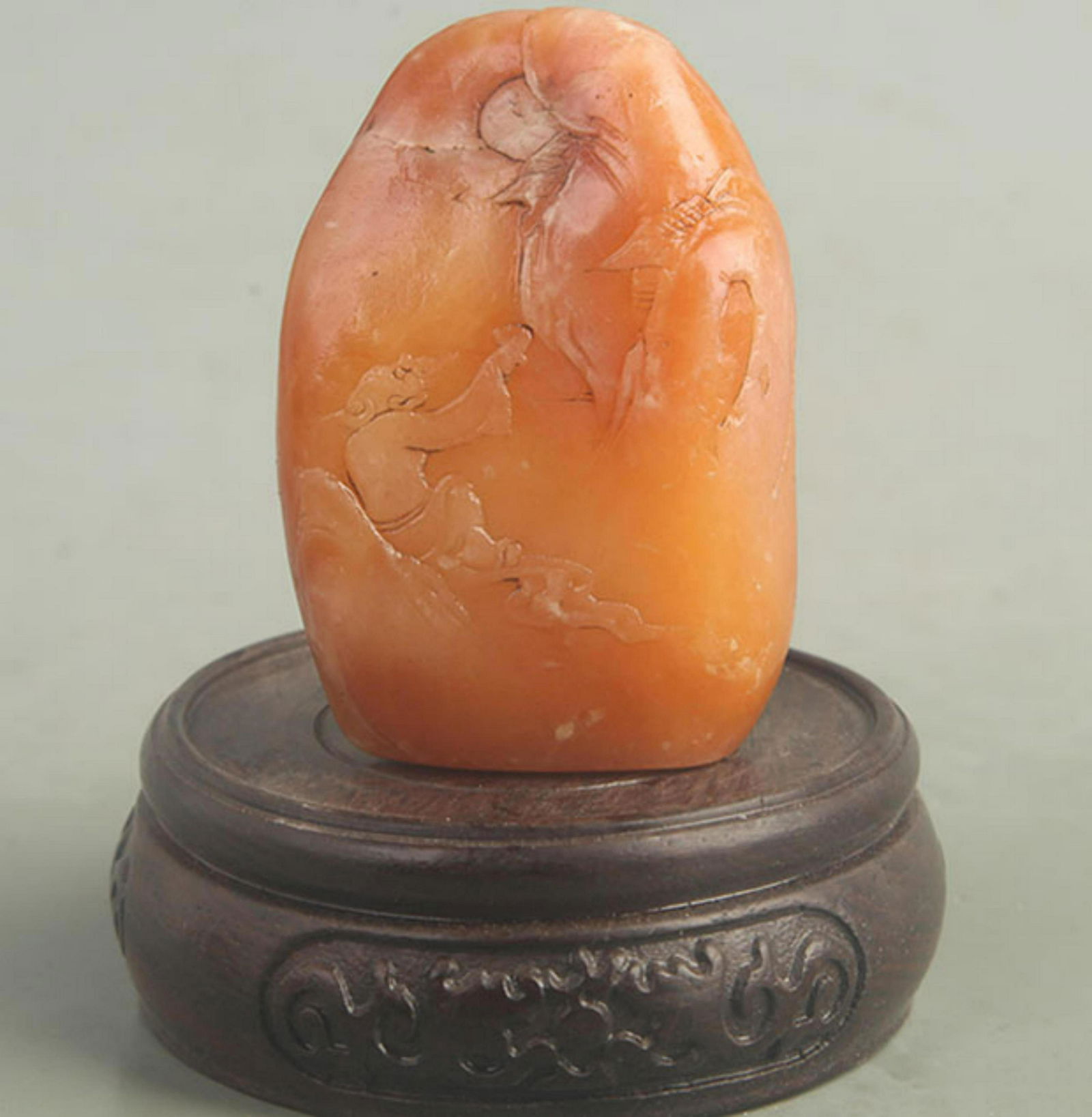 A FINE TIAN HUANG STONE CHARACTER CARVING DECORATION (1 of 3)