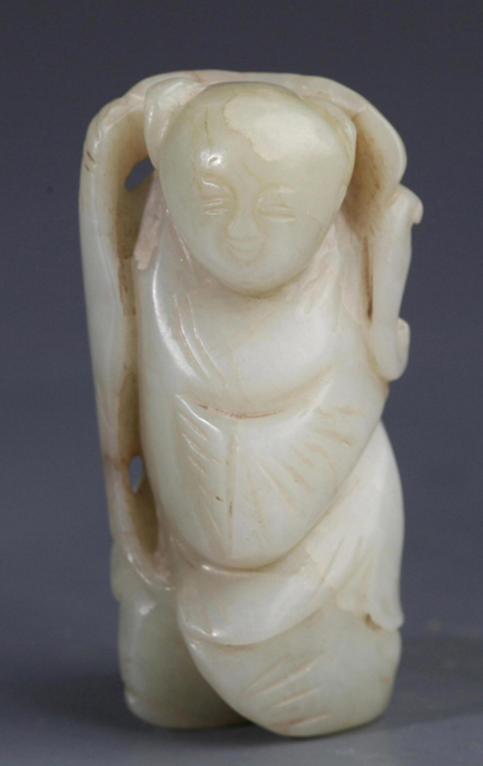 A FINE BOY WITH LOTUS CARVING JADE PENDANT (1 of 3)