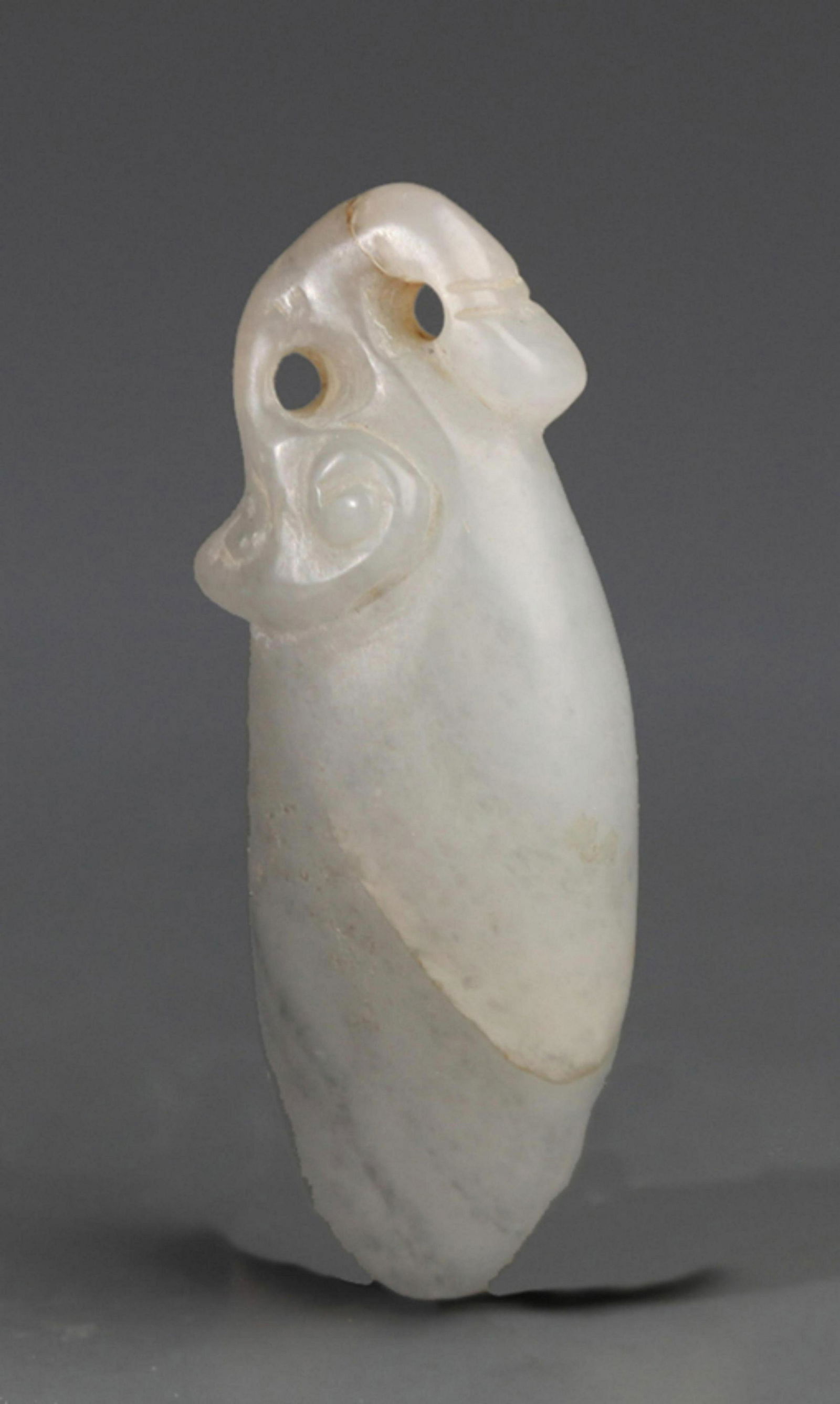 A FINE MELON FIGURE PALE CELADON JADE PENDANT PENDANT: 20th Century, Width: 1.57 inch; High: 2.67 inch