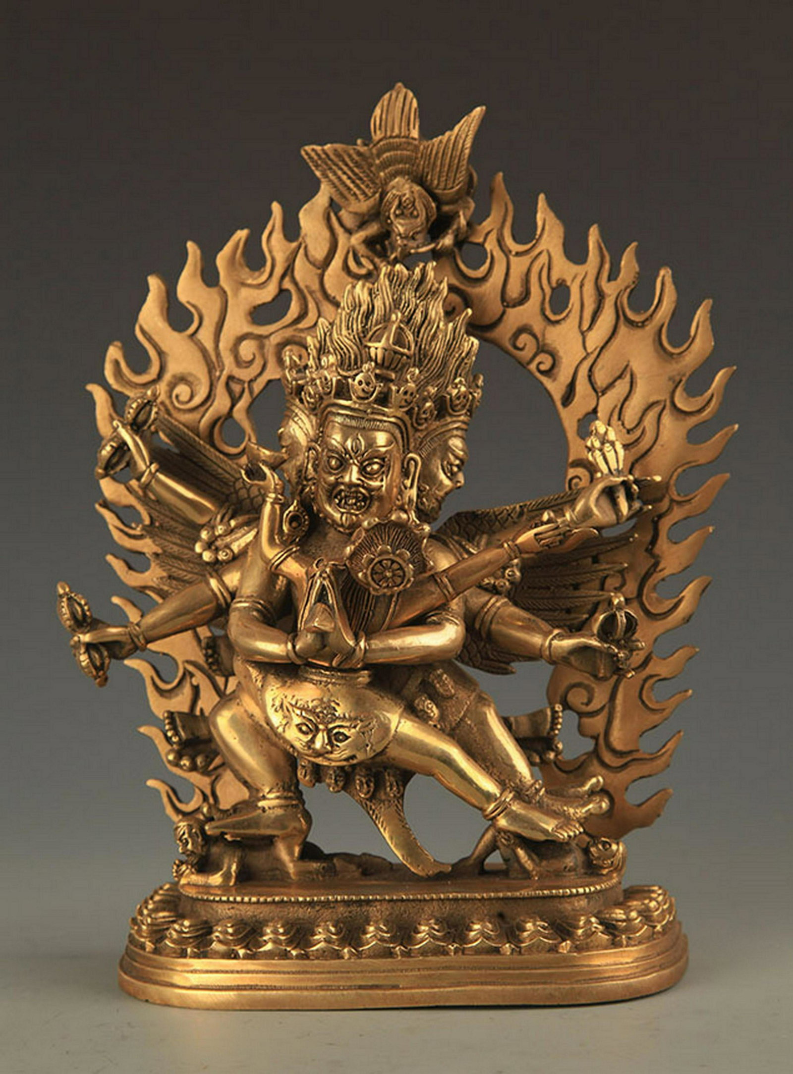 TIBETAN BUDDHISM BRONZE KALACHAKRA FIGURE: 20th Century, High: 9.5 inch; Width: 7.5 inch