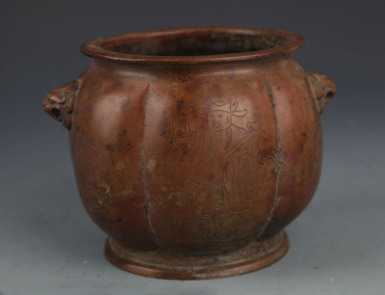 A FINE DOUBLE LION EAR BRONZE CENSER (1 of 5)