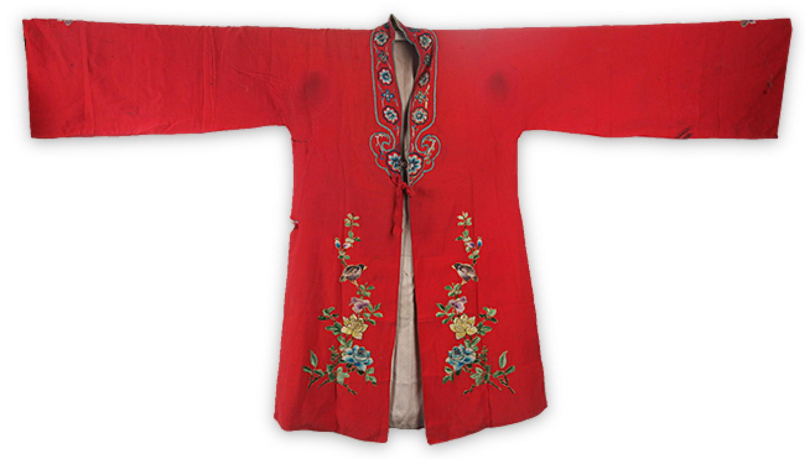 A FINE RED COLOR DRAGON EMBROIDERED ROBE (1 of 6)