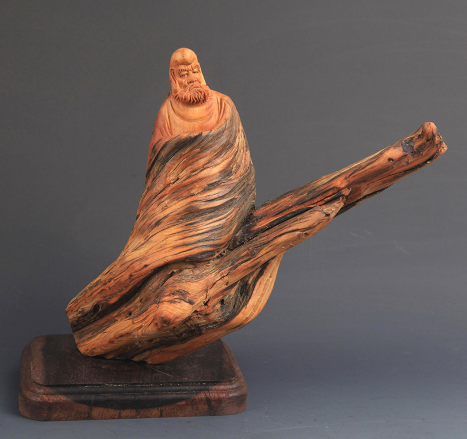 A FINE THUJA ROOT CARVING DHARMA FIGURE (1 of 5)