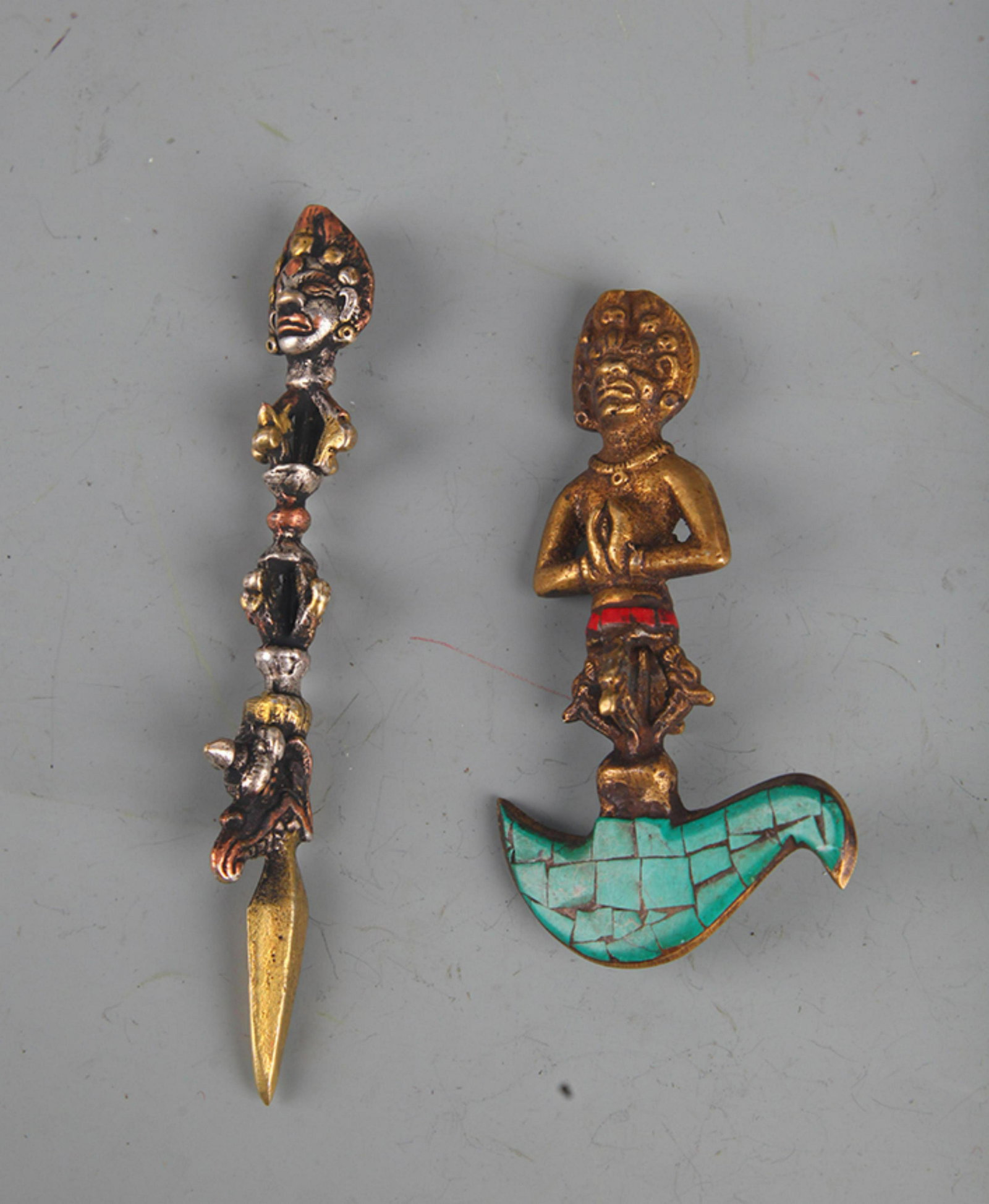 SET OF TIBETAN BUDDHISM VAJRA AND INSTRUMENTS: 20th Century, Long:4.5 inch-6.0 inch; Width:2.25 inch