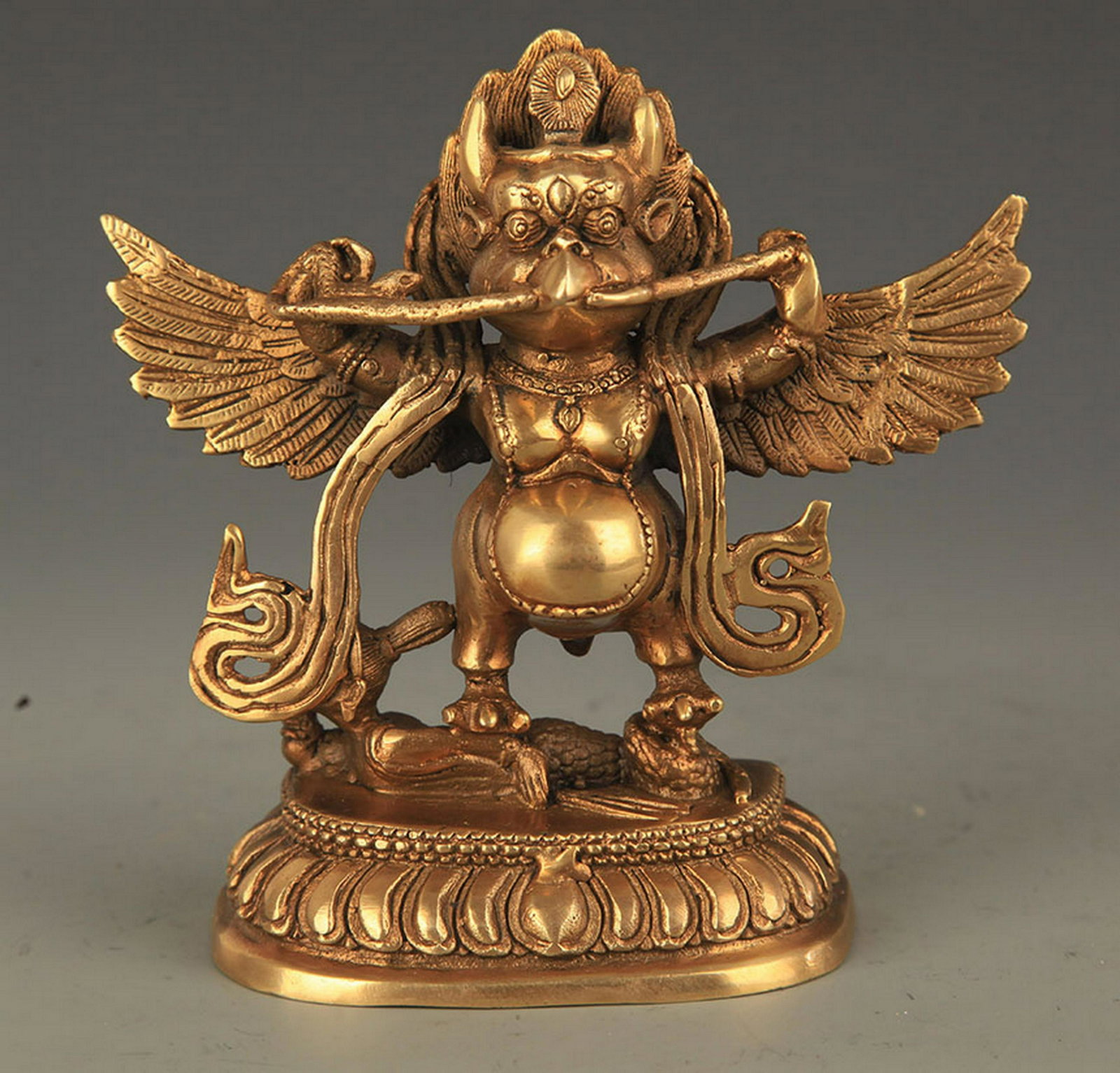 TIBETAN BUDDHISM BRONZE GARUDA FIGURE: 20th Century, High: 5.0 inch; Width: 5.25 inch