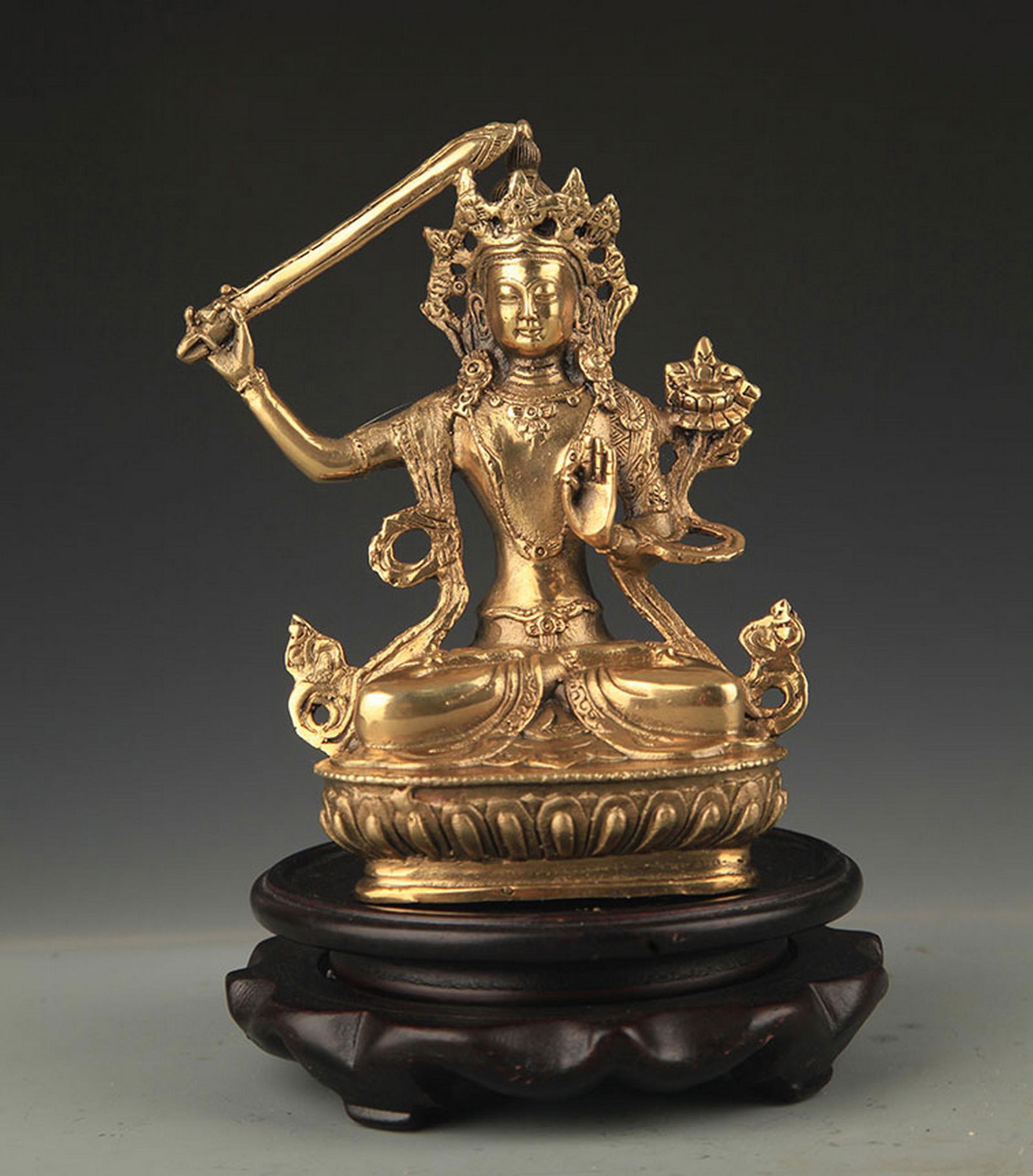 A TIBETAN BUDDHISM BRONZE MANJUSHRI STATUE (1 of 5)