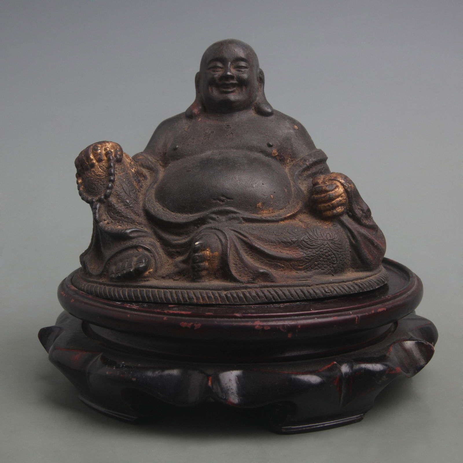 A FINE GILDED BRONZE MAITREYA BUDDHA (1 of 5)