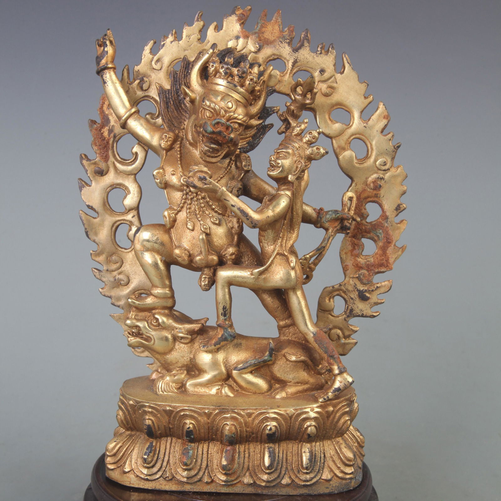 A FINE BRONZE MADE DHARMA PROTECTOR STATUE (1 of 5)