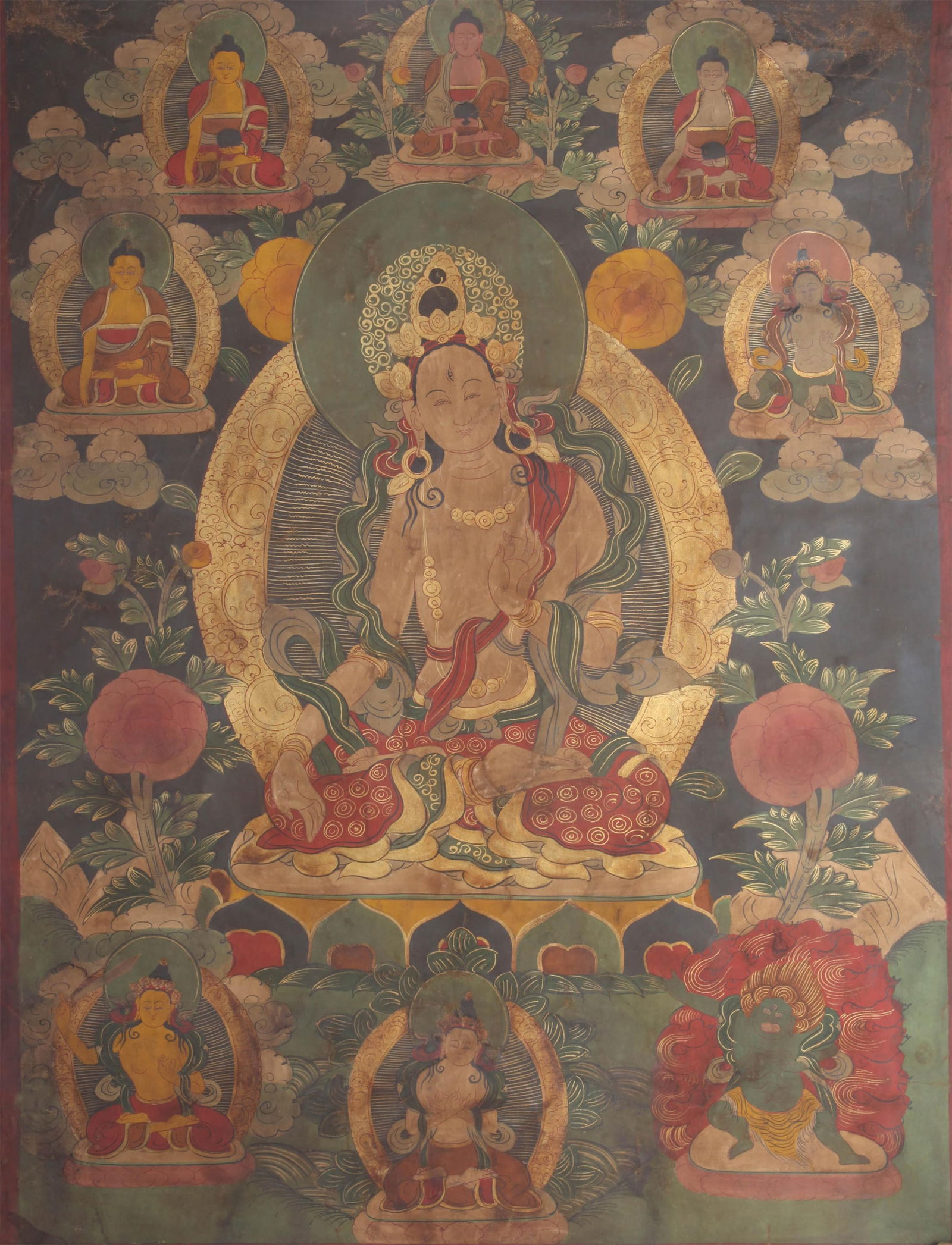 RARE HANDMADE TIBETAN THANGKA ON SILK (1 of 3)