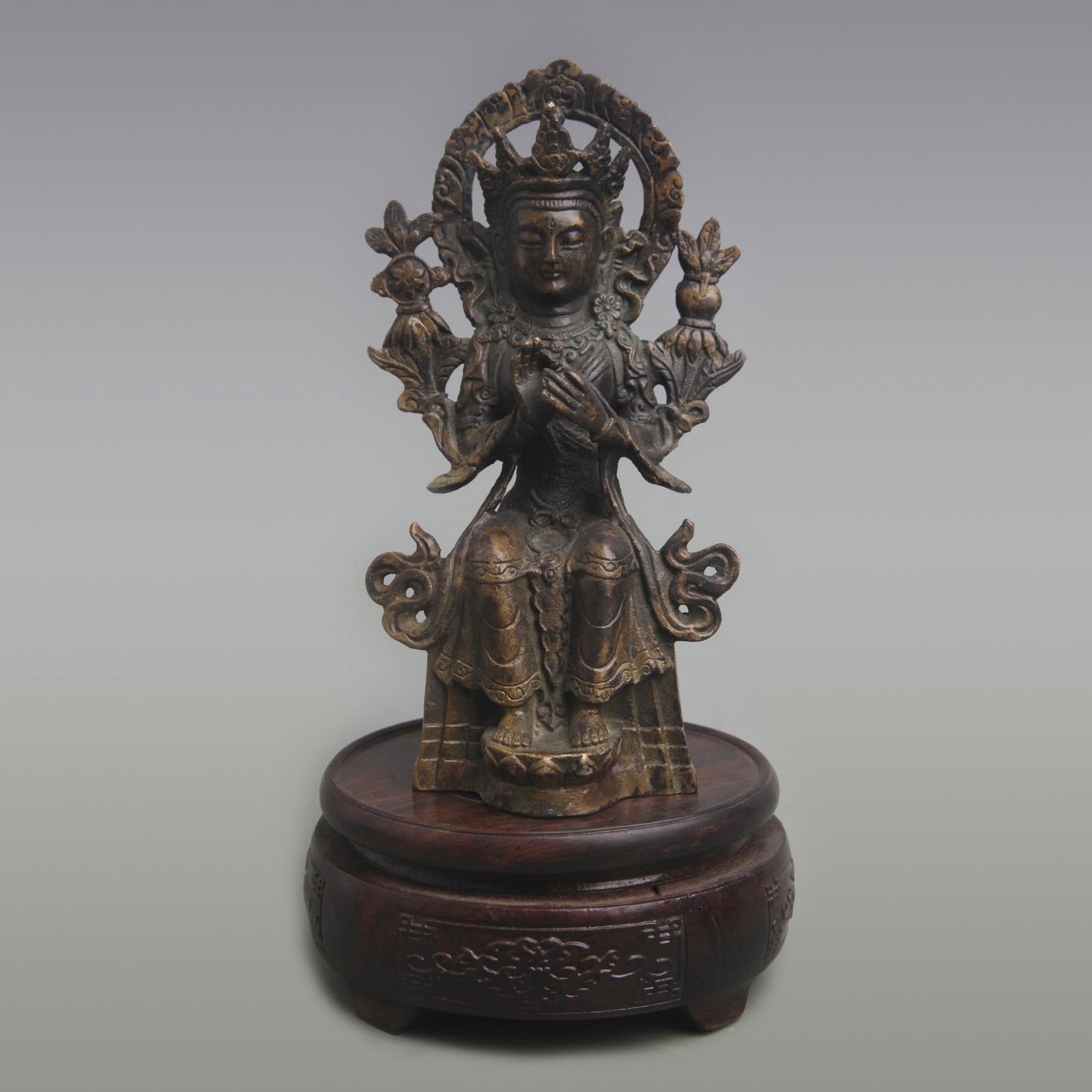 A FINE GILT BRONZE STATUE OF MAITREYA BUDDHA (1 of 5)