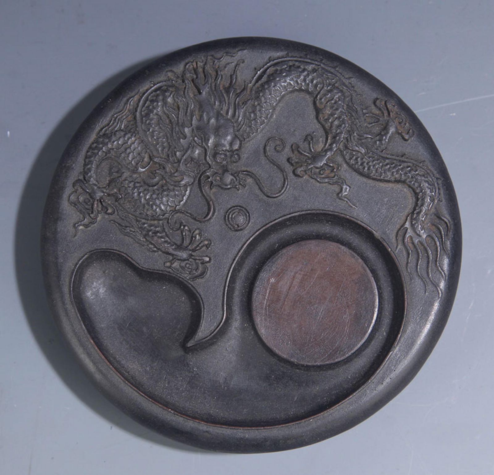 A FINE DRAGON CARVING STONE INKSTONE (1 of 4)