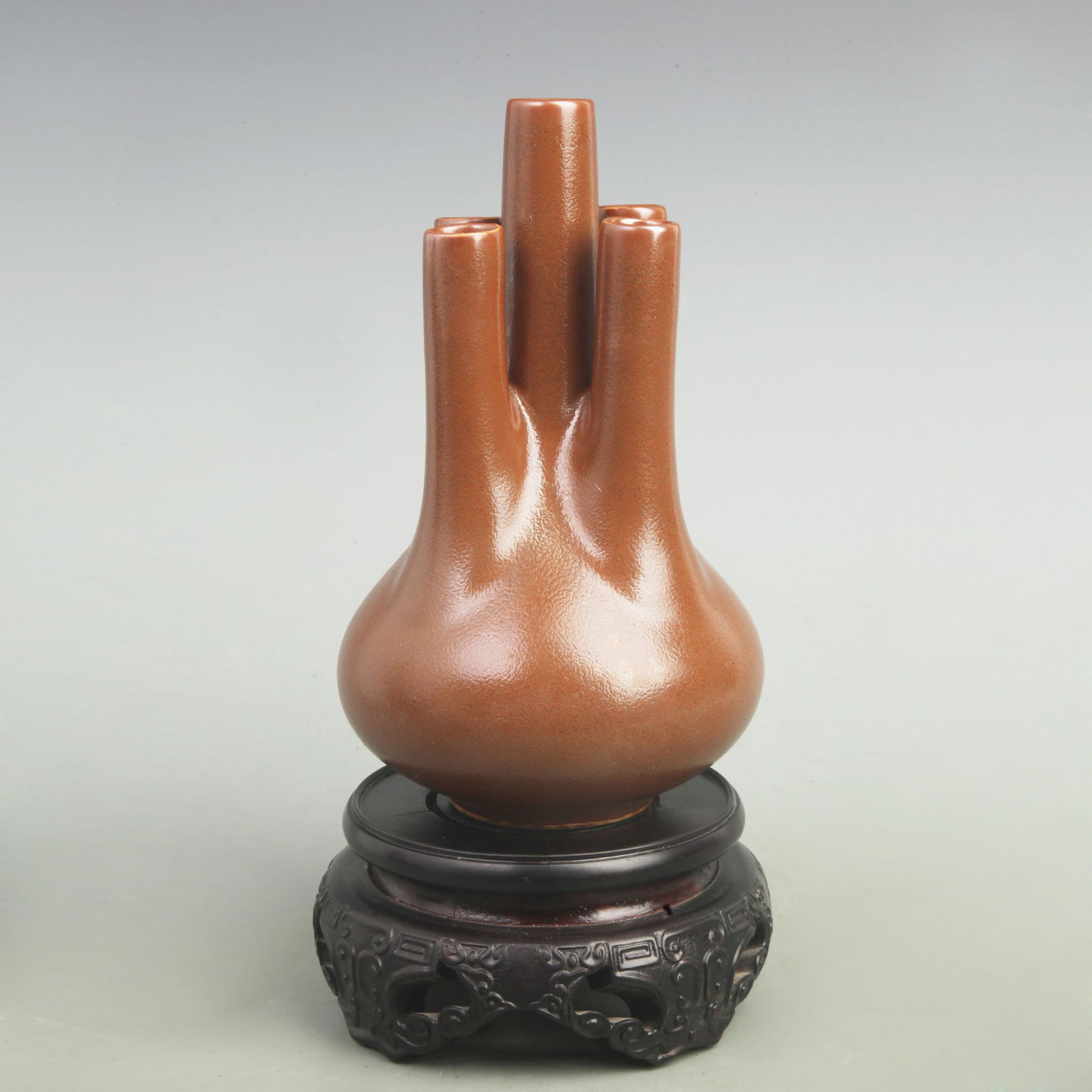 A FINE DARK RED COLOR GLAZED PORCELAIN BOTTLE (1 of 5)