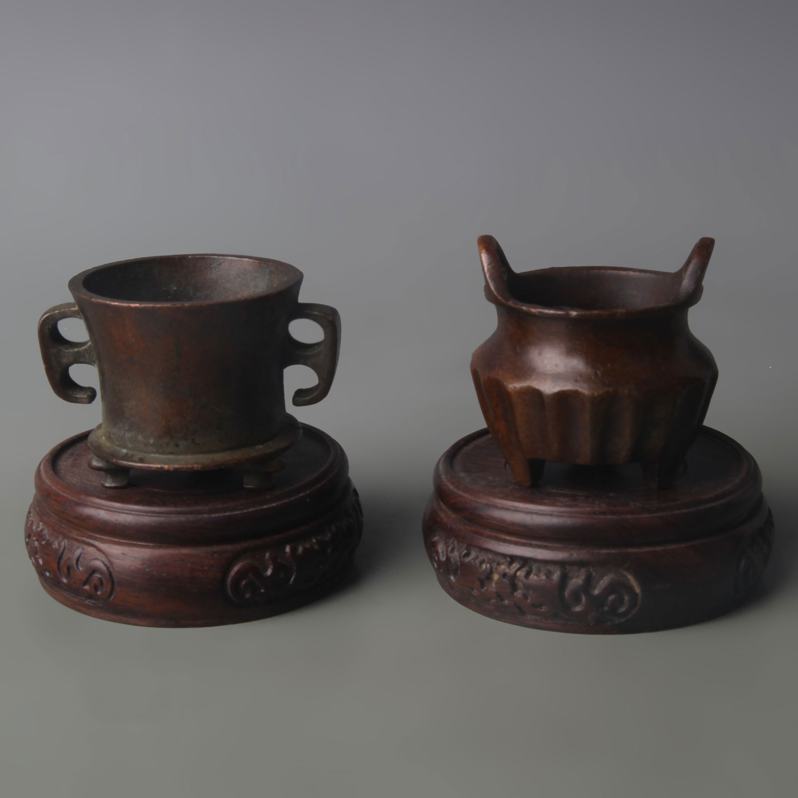 TWO SMALL BRONZE INCENSE BURNERS (1 of 9)
