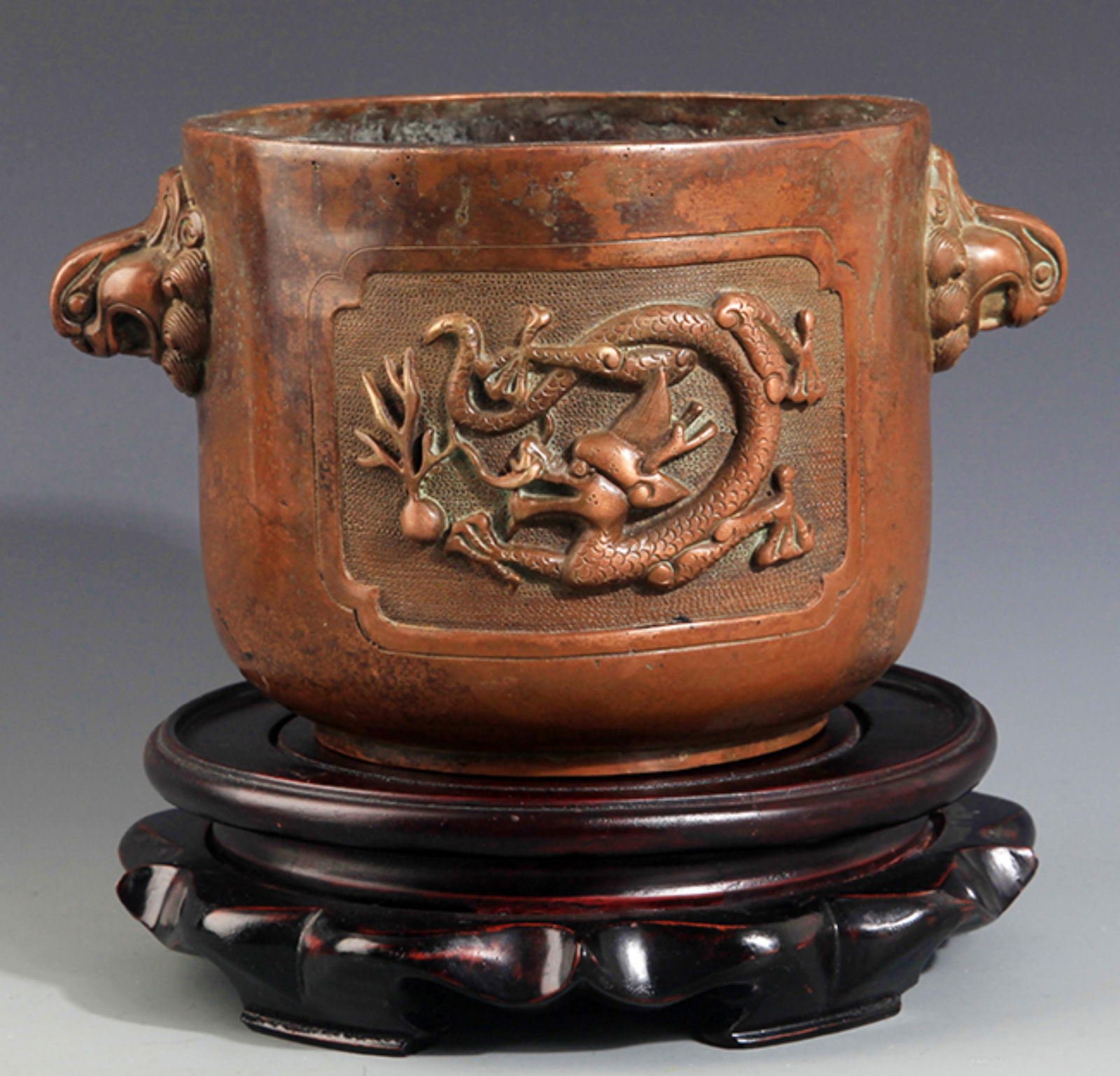 A DRAGON CARVING BRONZE CENSER (1 of 4)