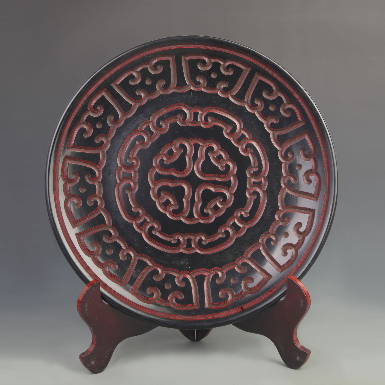 CARVED RED LACQUER PLATE WITH RUYI MOTIFS (1 of 5)
