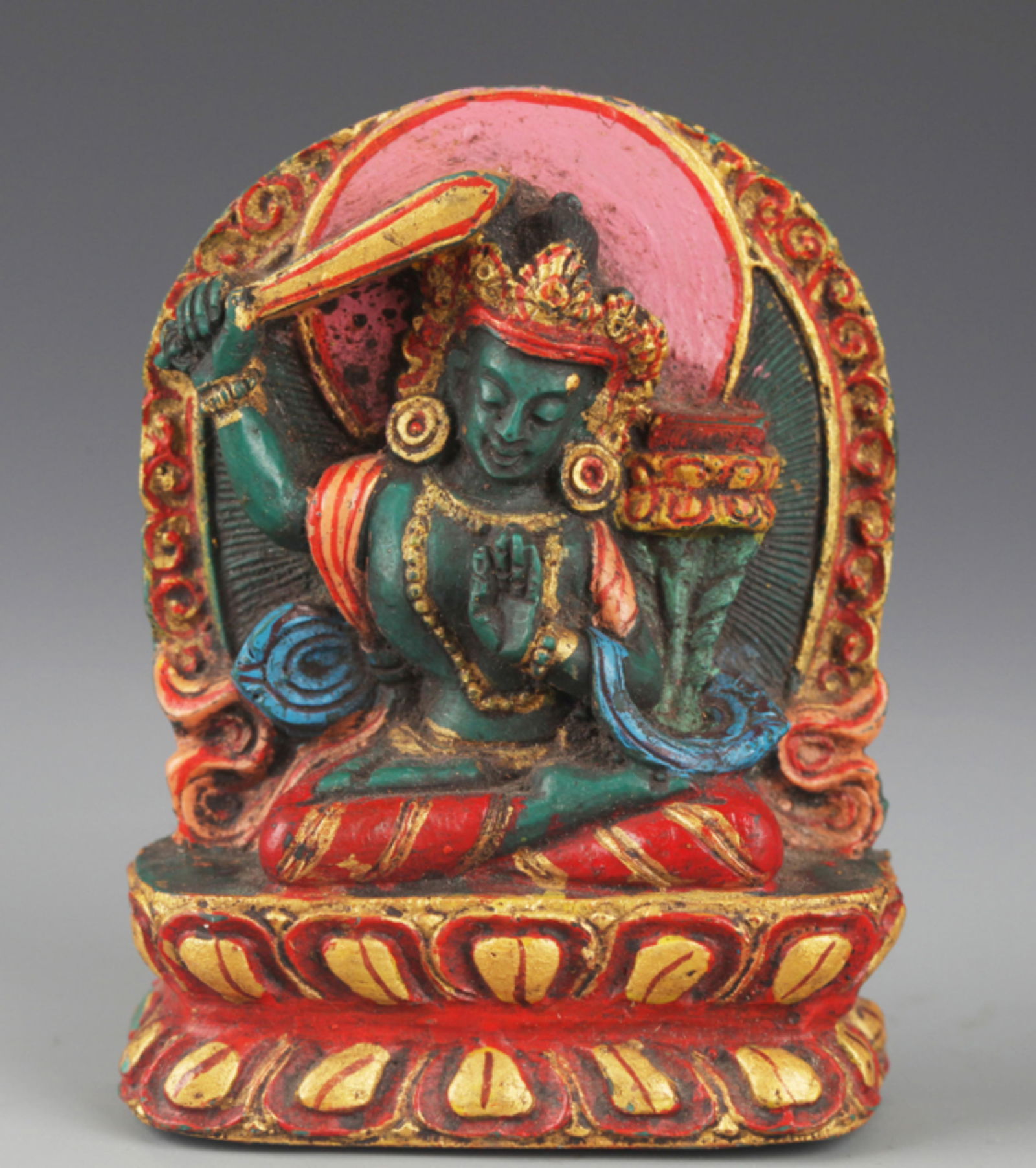 A FINELY CARVED TURQUOISE STONE TIBETAN BUDDHA (1 of 6)