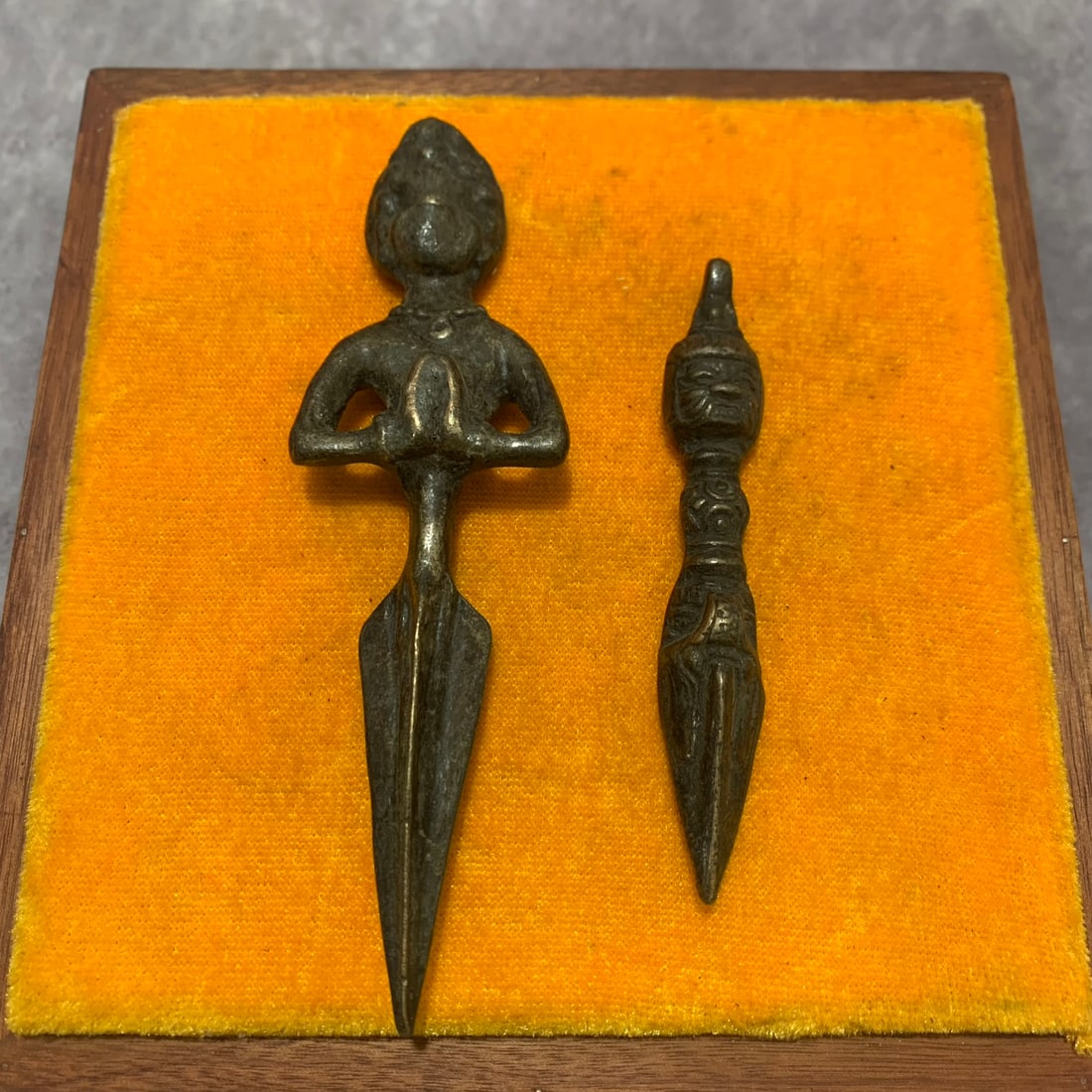 SET OF TIBETAN BUDDHISM RITUAL INSTRUMENTS: Qing Dynasty, Long: 1.5 inch; Width: 5.2 inch; Long: 0.6; inch; H; 3.7; inch;