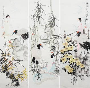 LI CHEN YI, CHINESE PAINTING ATTRIBUTED TO: Modern, High: 43.00 inch; Width: 14.00 inch; 3