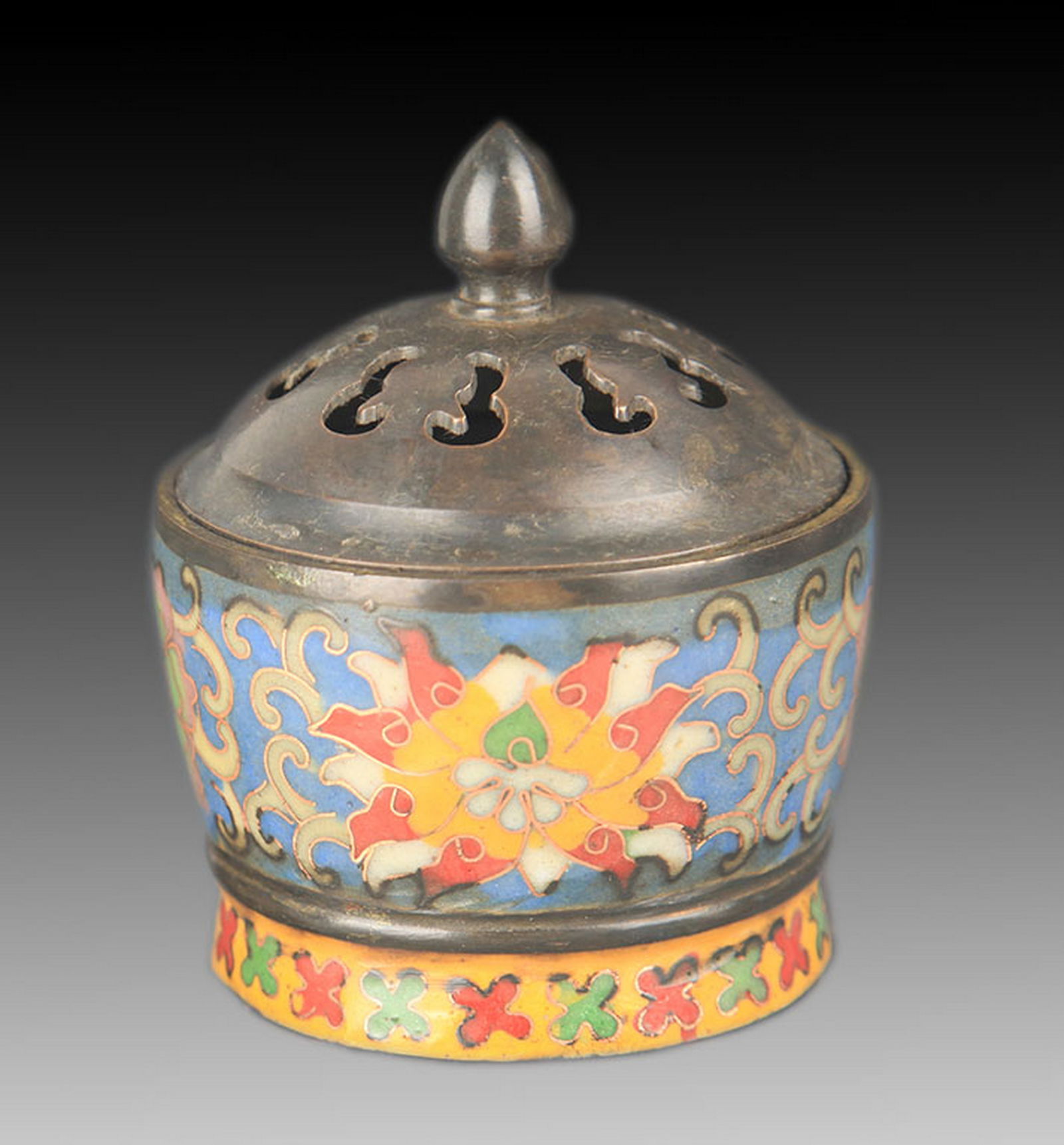 A BRONZE FLOWER PATTERN INCENSE BURNER (1 of 5)