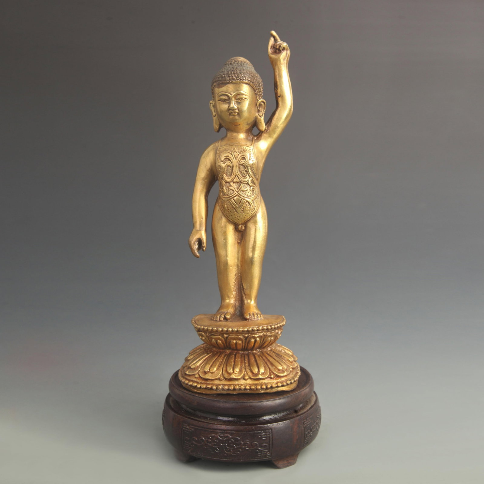 TIBETAN BUDDHISM BRONZE GAUTAMA BUDDHA: 20th Century; High:10.25 inch; Width:3.50 inch;