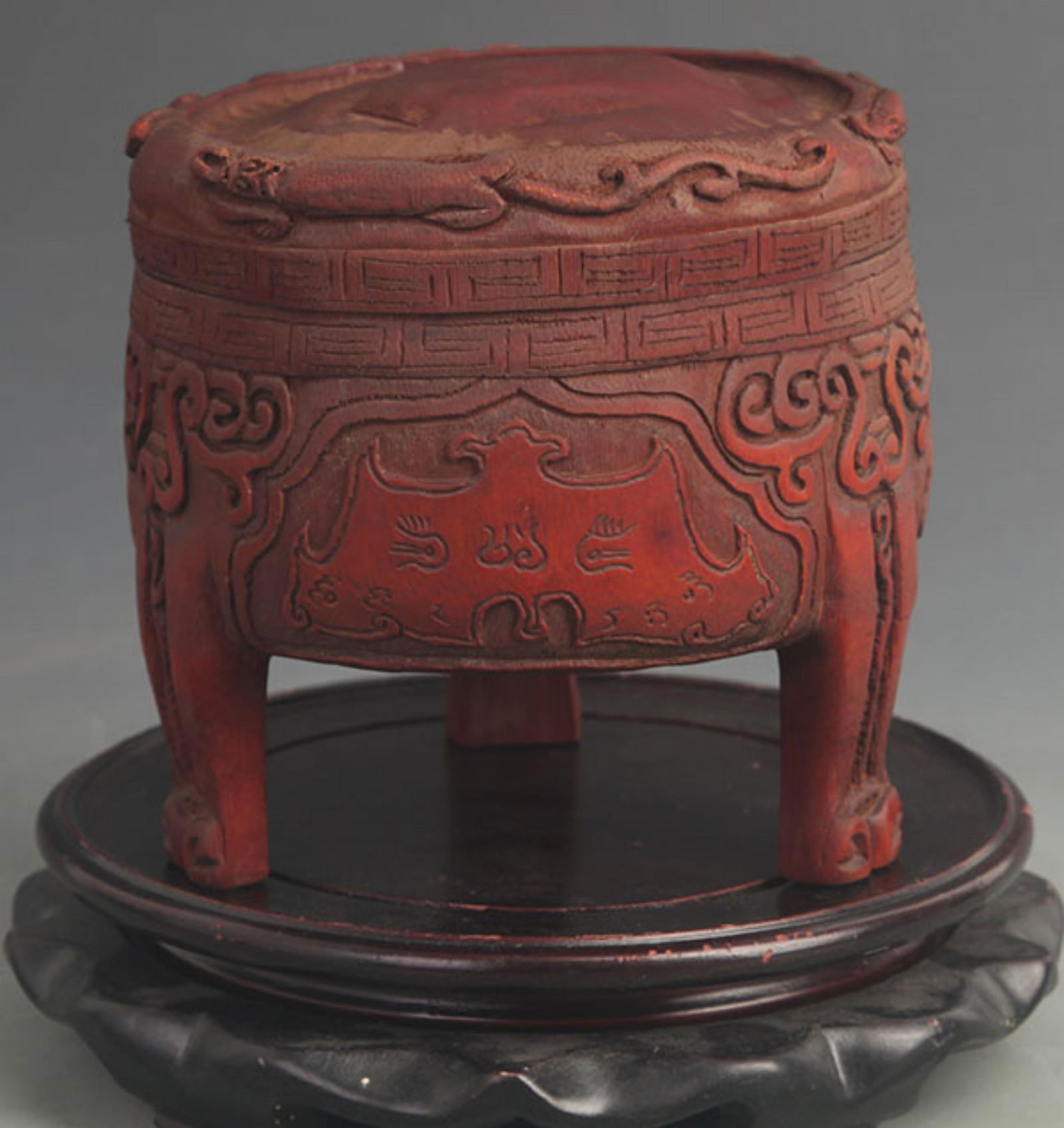 BAMBOO CARVING "THREE BLESSINGS AND THREE LONGEVITY" INCENSE BURNER (1 of 5)