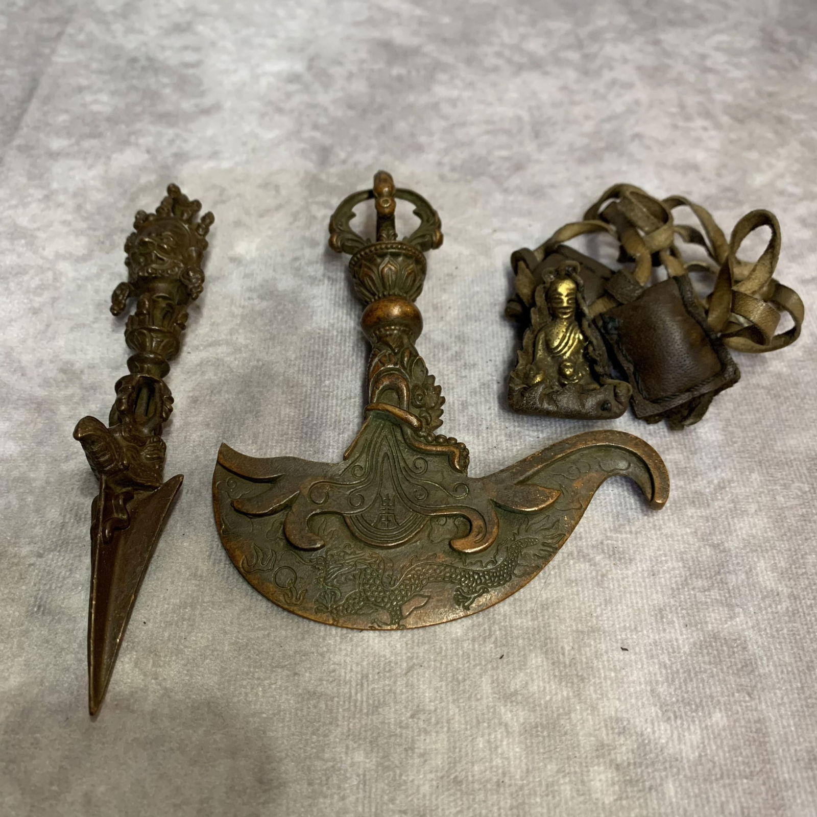 GROUP OF TIBETAN BUDDHIST RITUAL INSTRUMENTS (1 of 5)