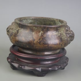 BEAST-EAR ROUND-FOOTED BRONZE INCENSE BURNER
